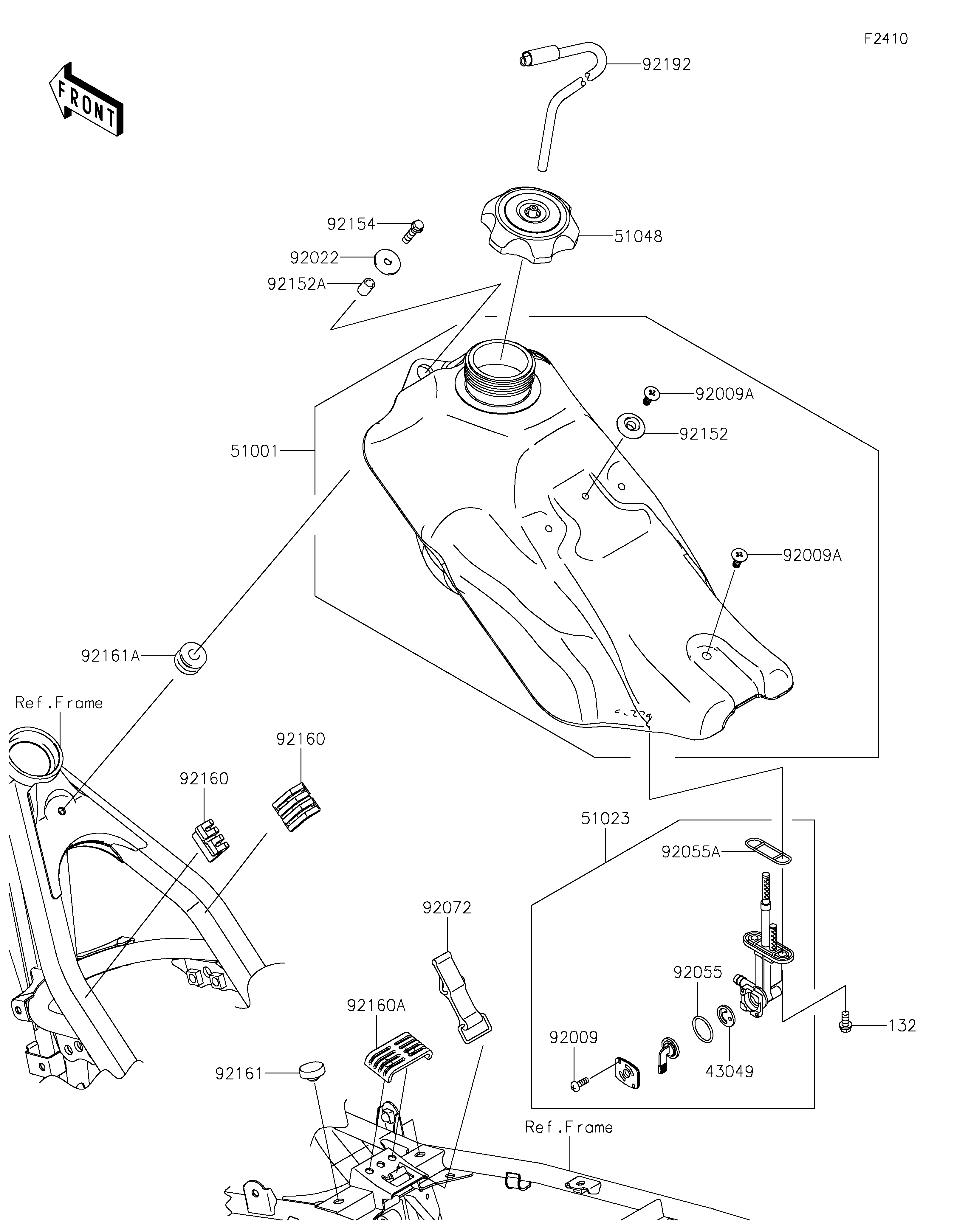 RESERVOIR CARBURANT POUR KLX140R F KLX140CPFNN VERT 2023 EUROPE