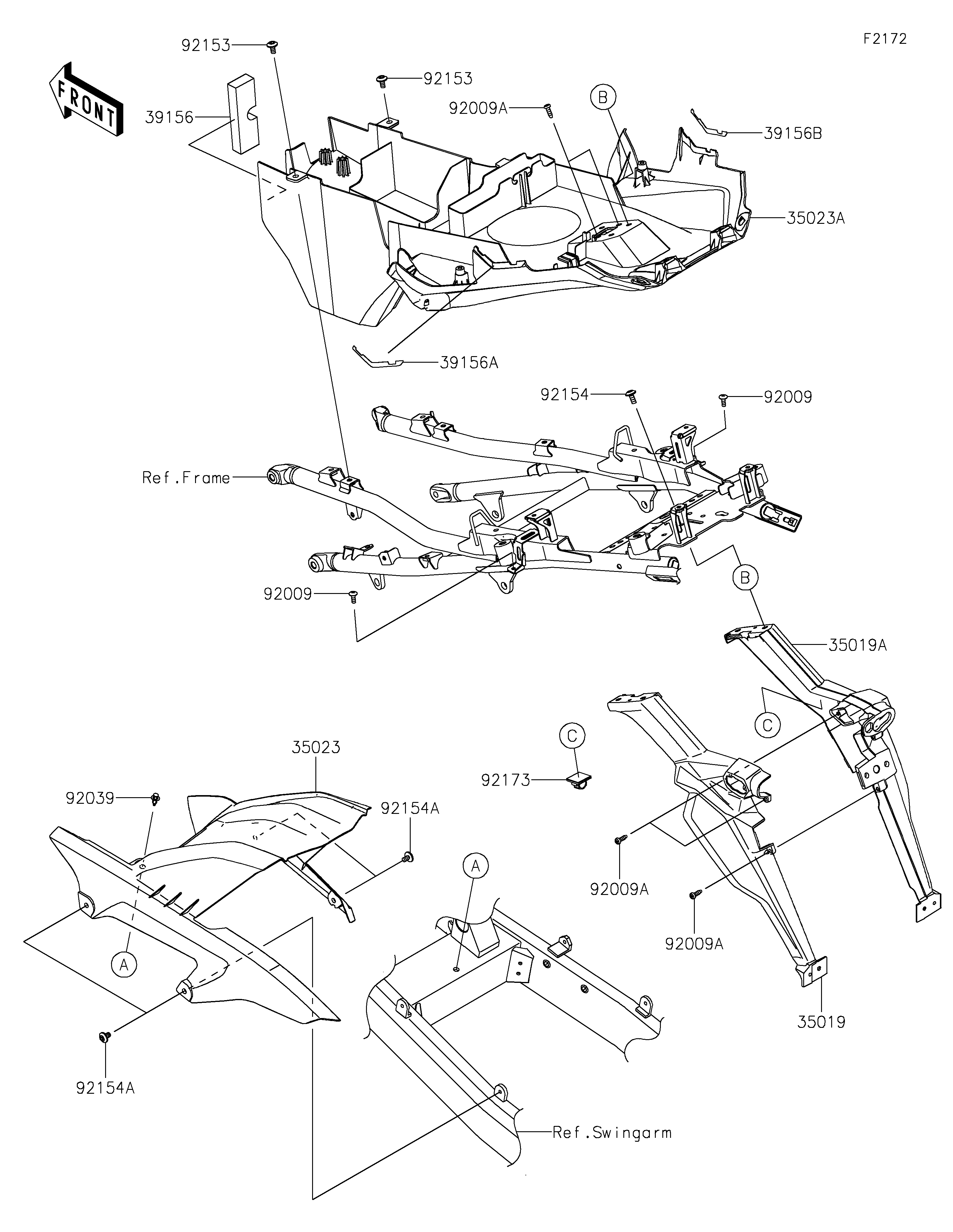 GARDE BOUE ARRIERE POUR VERSYS 1000 KLZ1000CNSNN VERT 2022