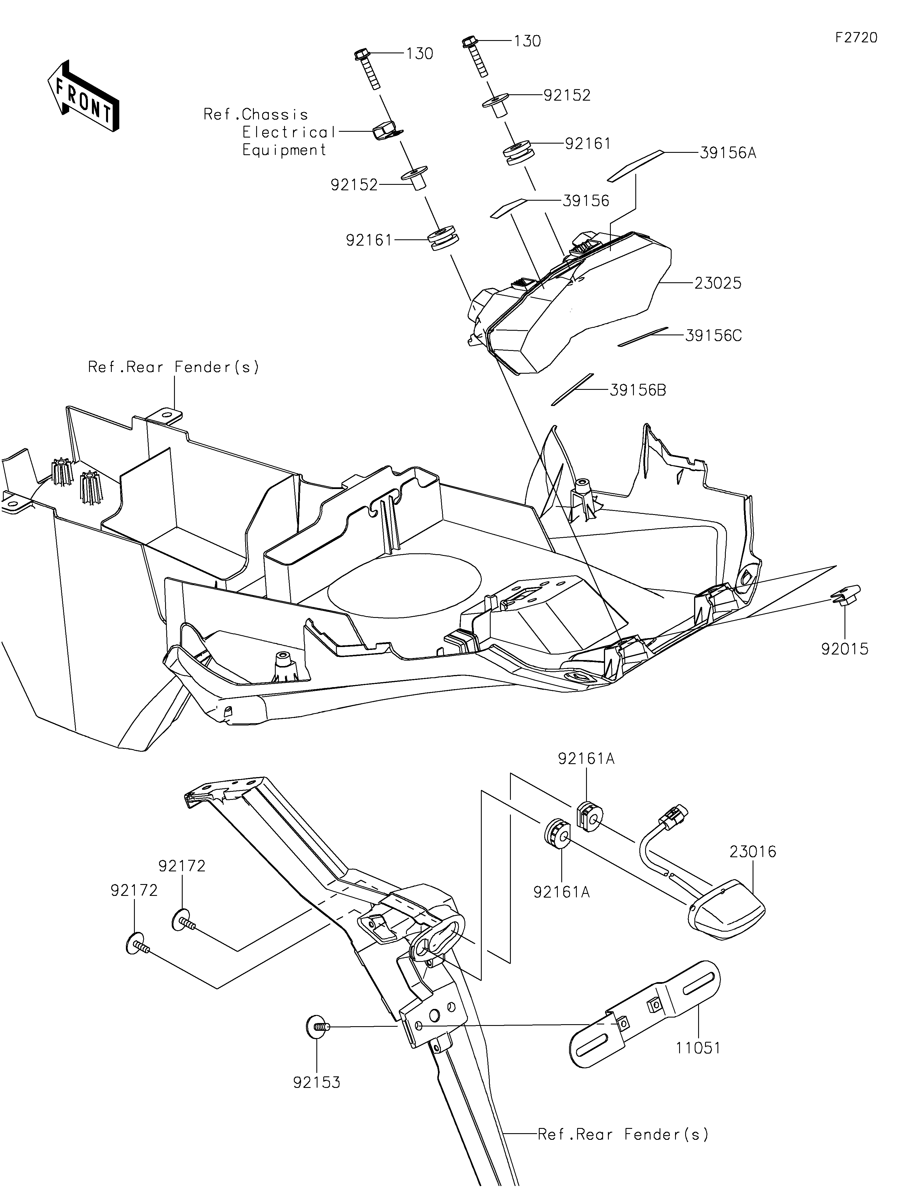 FEUX ARRIERES POUR VERSYS 1000 KLZ1000CNFNN VERT 2022