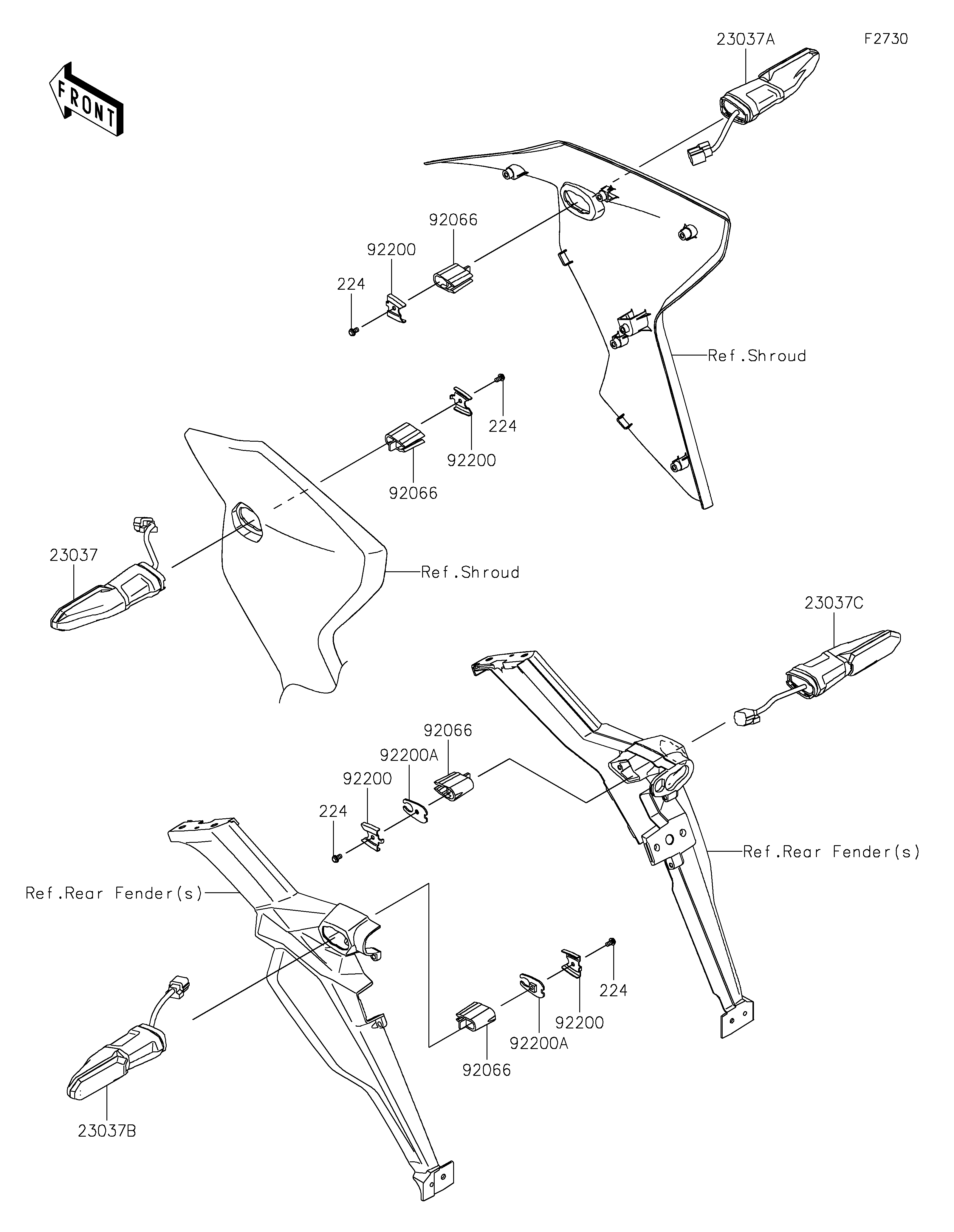 CLIGNOTANTS POUR VERSYS 1000 KLZ1000CNFNN VERT 2022