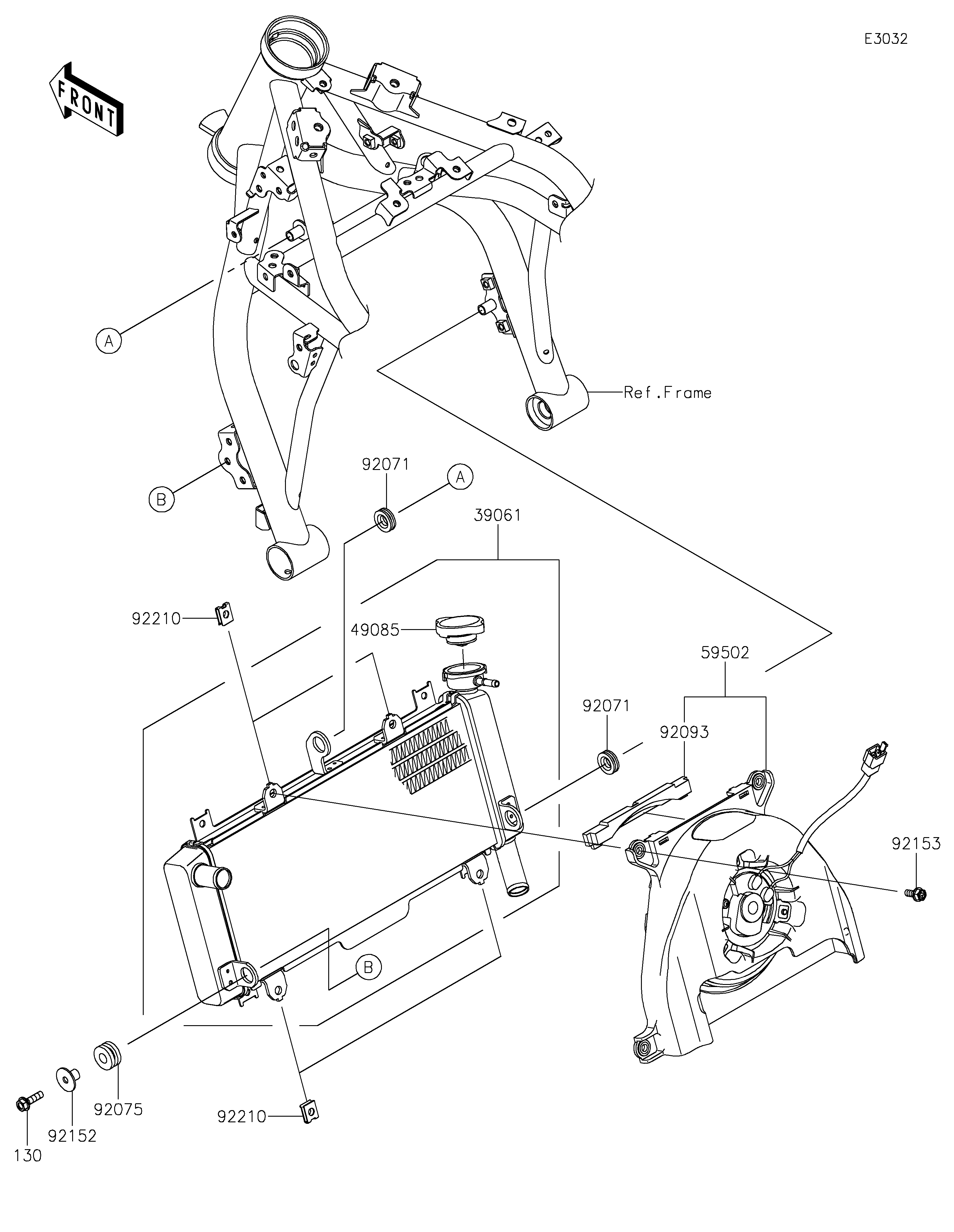 RADIATEUR POUR Z650 ER650KLF VERT 2020