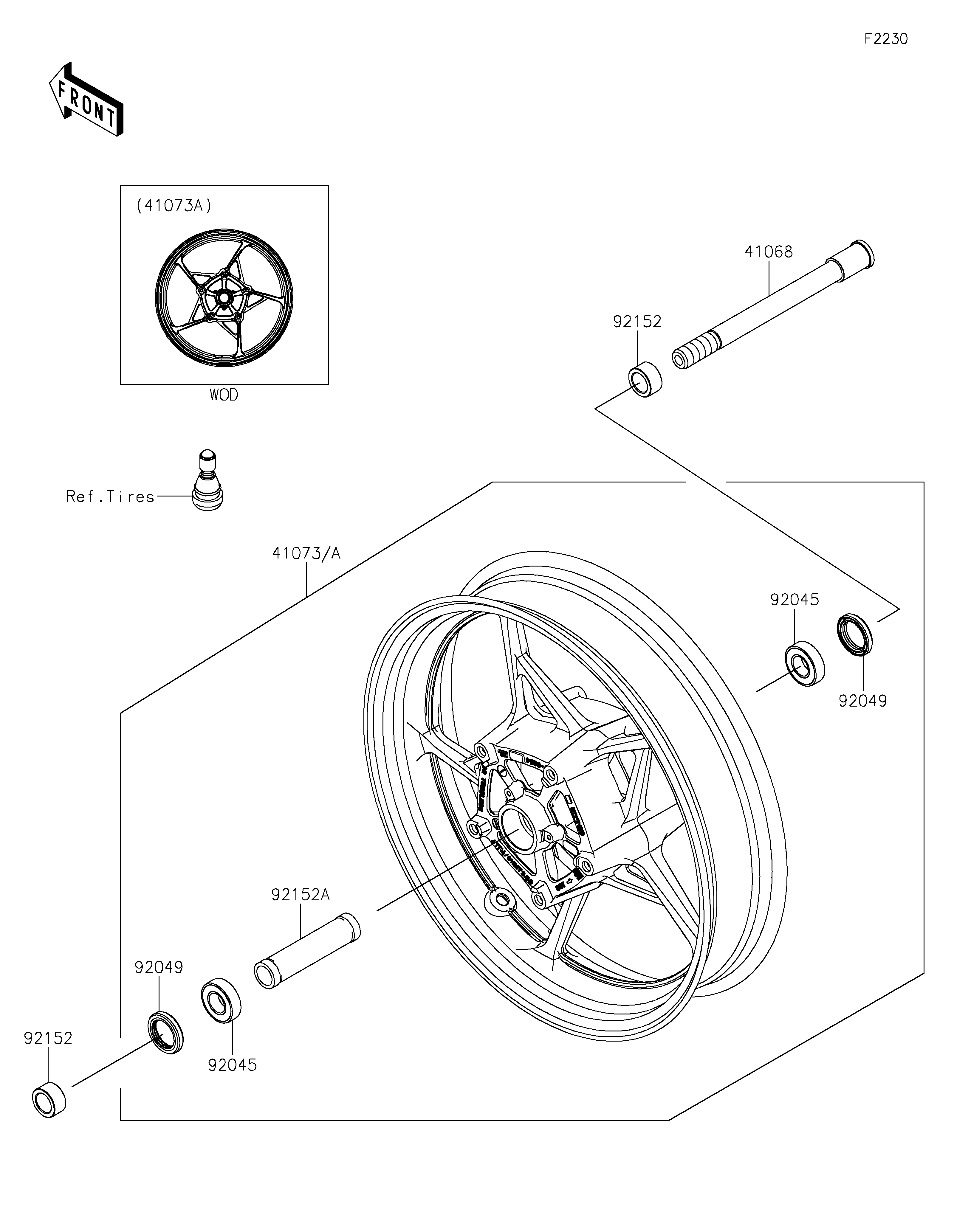 MOYEU AVANT POUR Z650 ER650NPFAN GRIS 2023