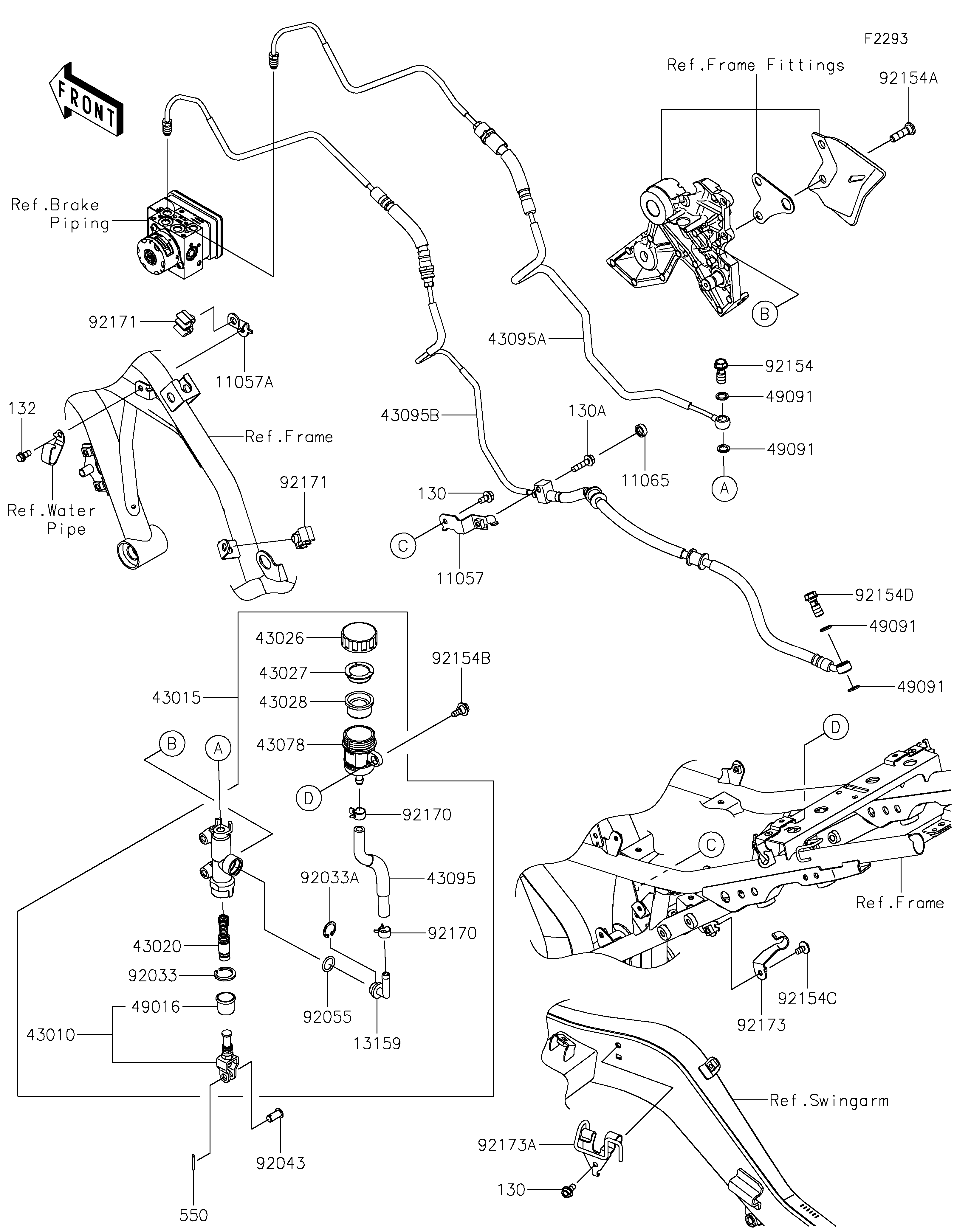 MAITRE CYLINDRE ARRIERE POUR NINJA 650 EX650SRFNN GRIS 2024