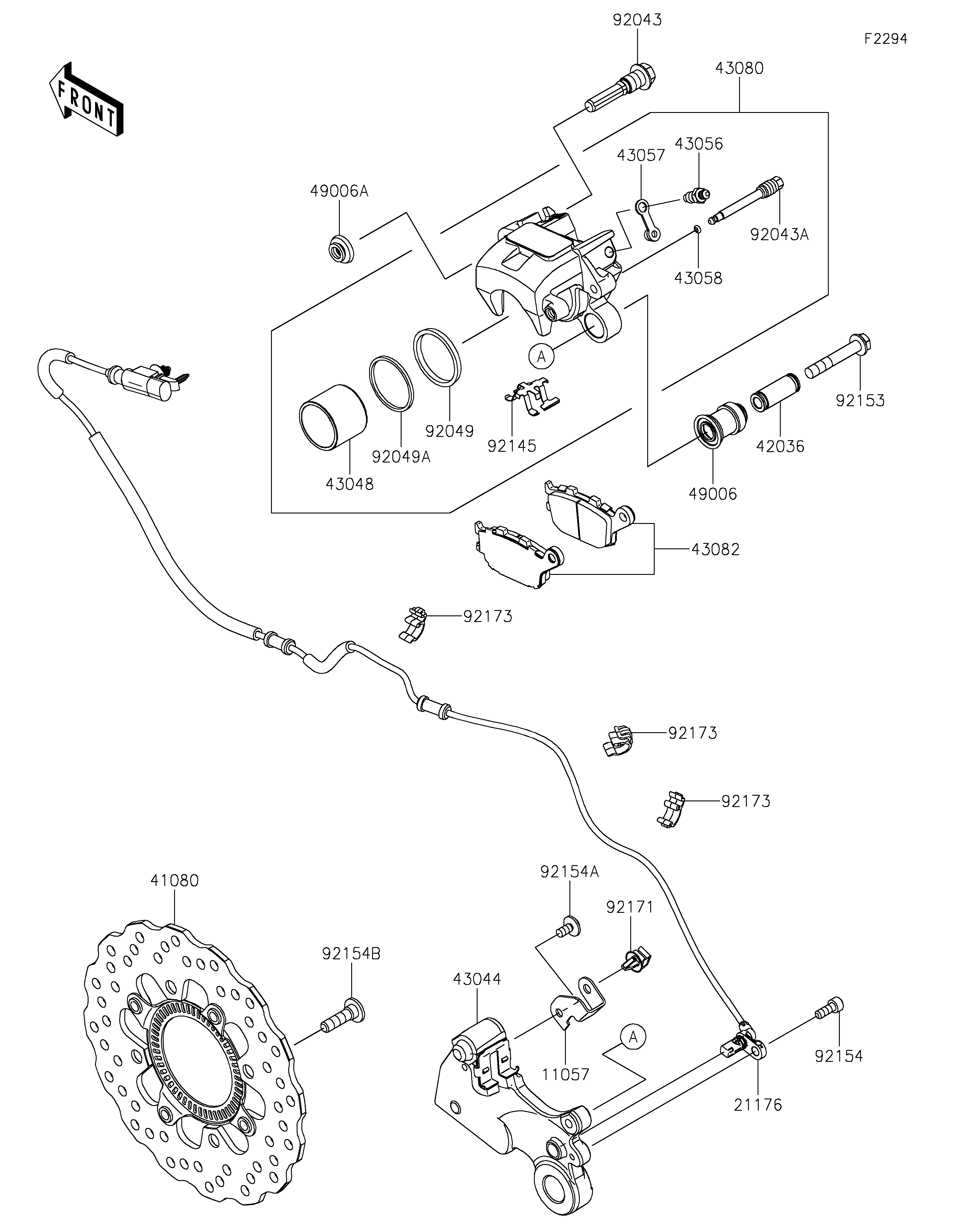 FREIN ARRIERE POUR NINJA 650 EX650MLF NOIR 2020