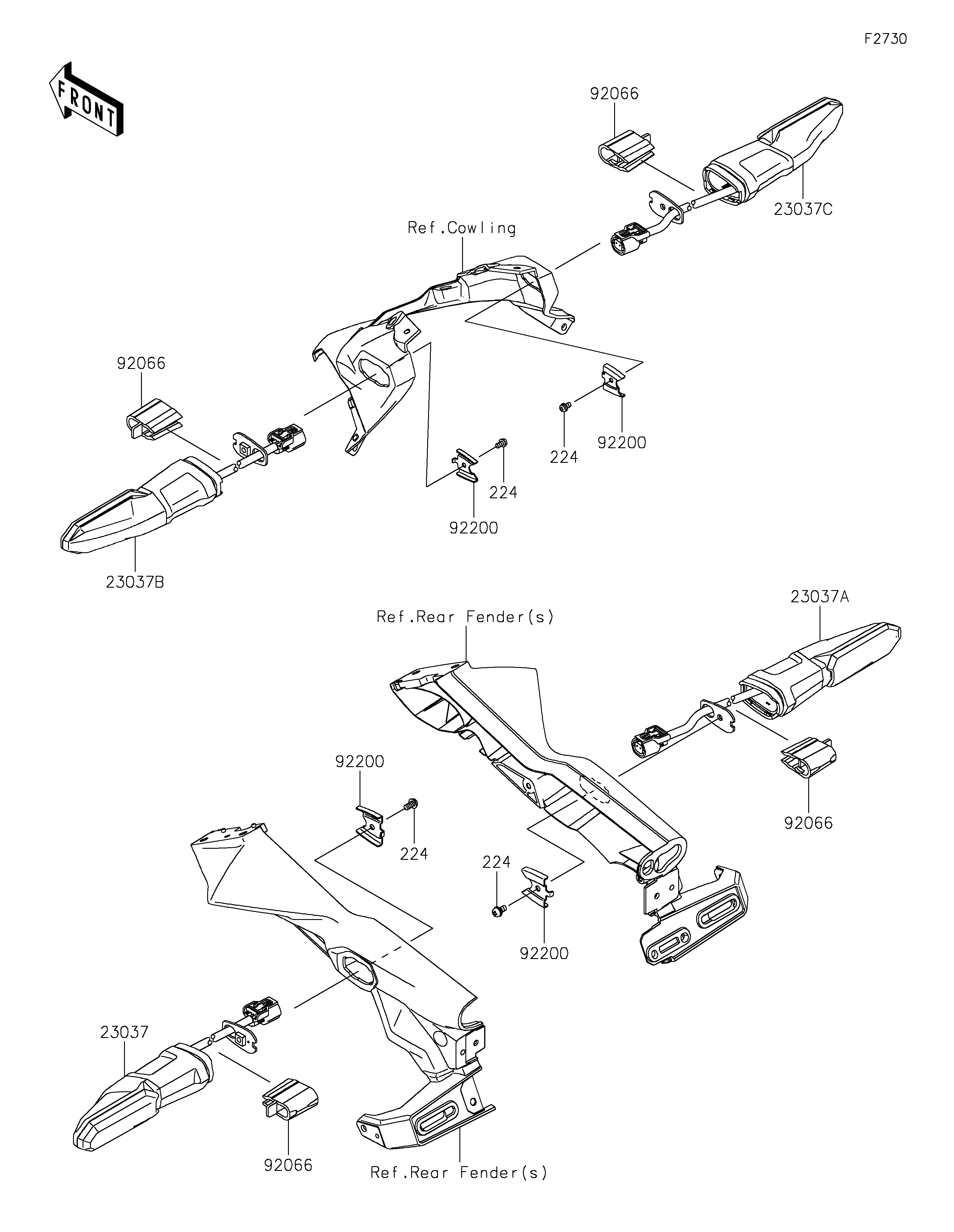 CLIGNOTANTS POUR Z650 ER650NPFAN TITANE 2023