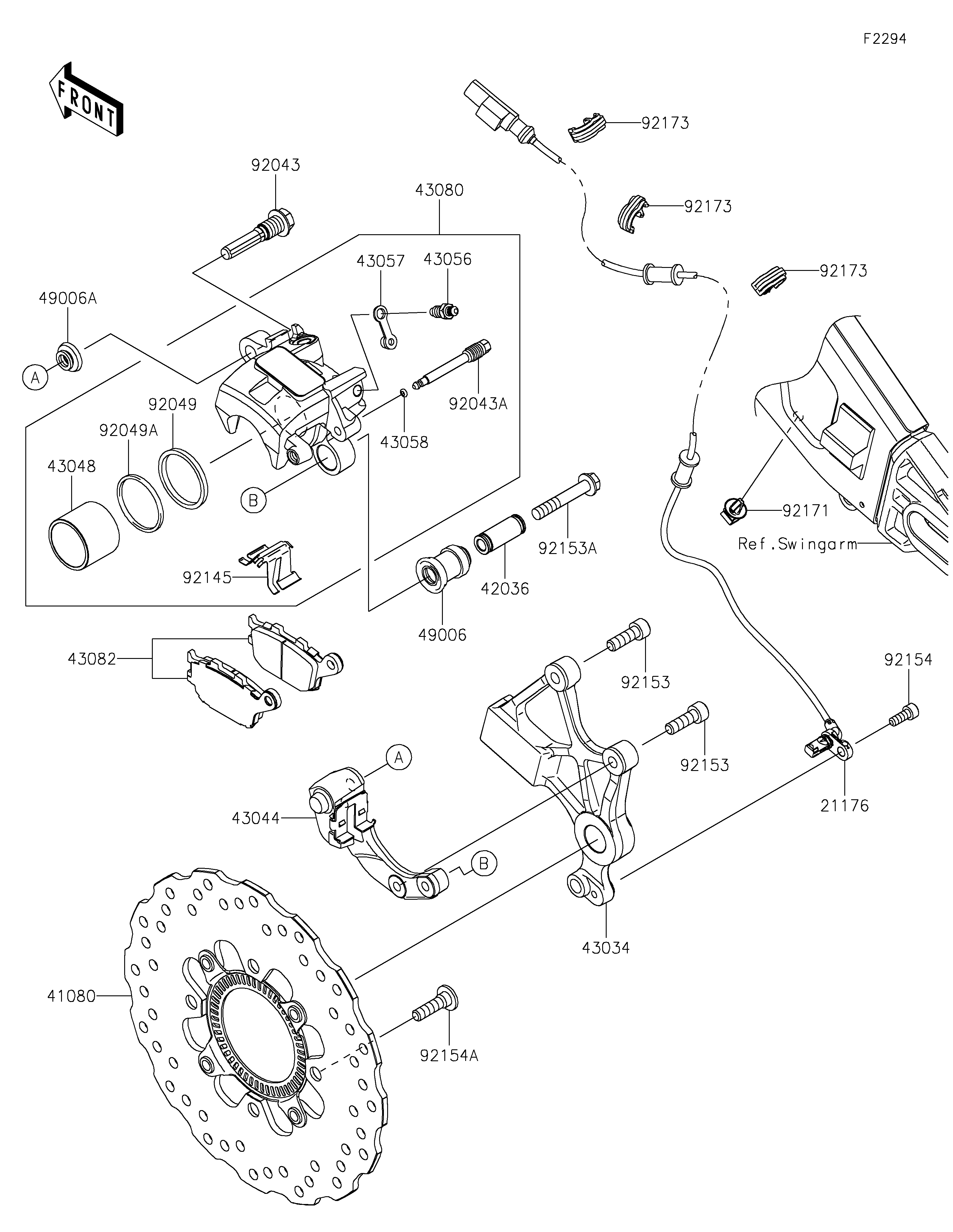 FREIN ARRIERE POUR VERSYS 650 KLE650HNFAN TITANE 2022