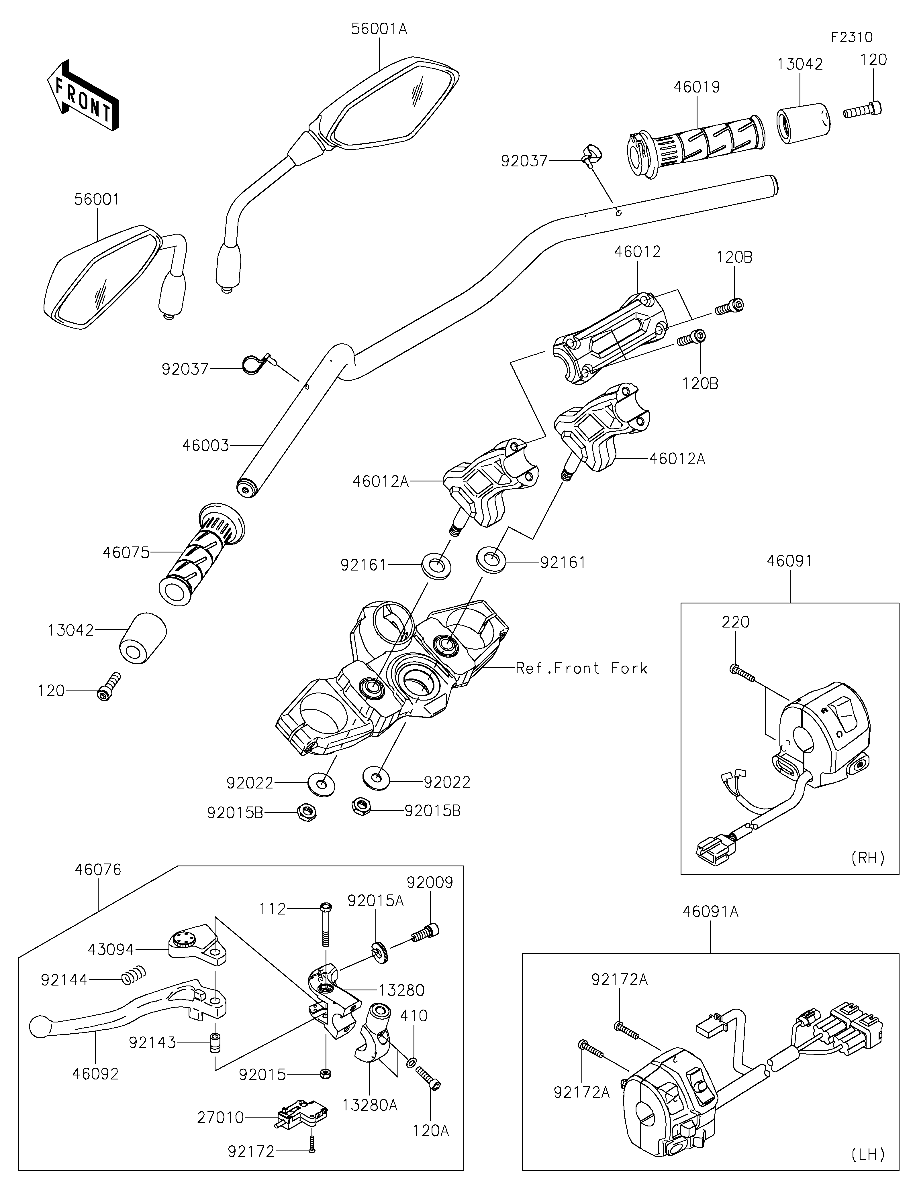 GUIDON POUR VERSYS 650 KLE650HNFAN TITANE 2022