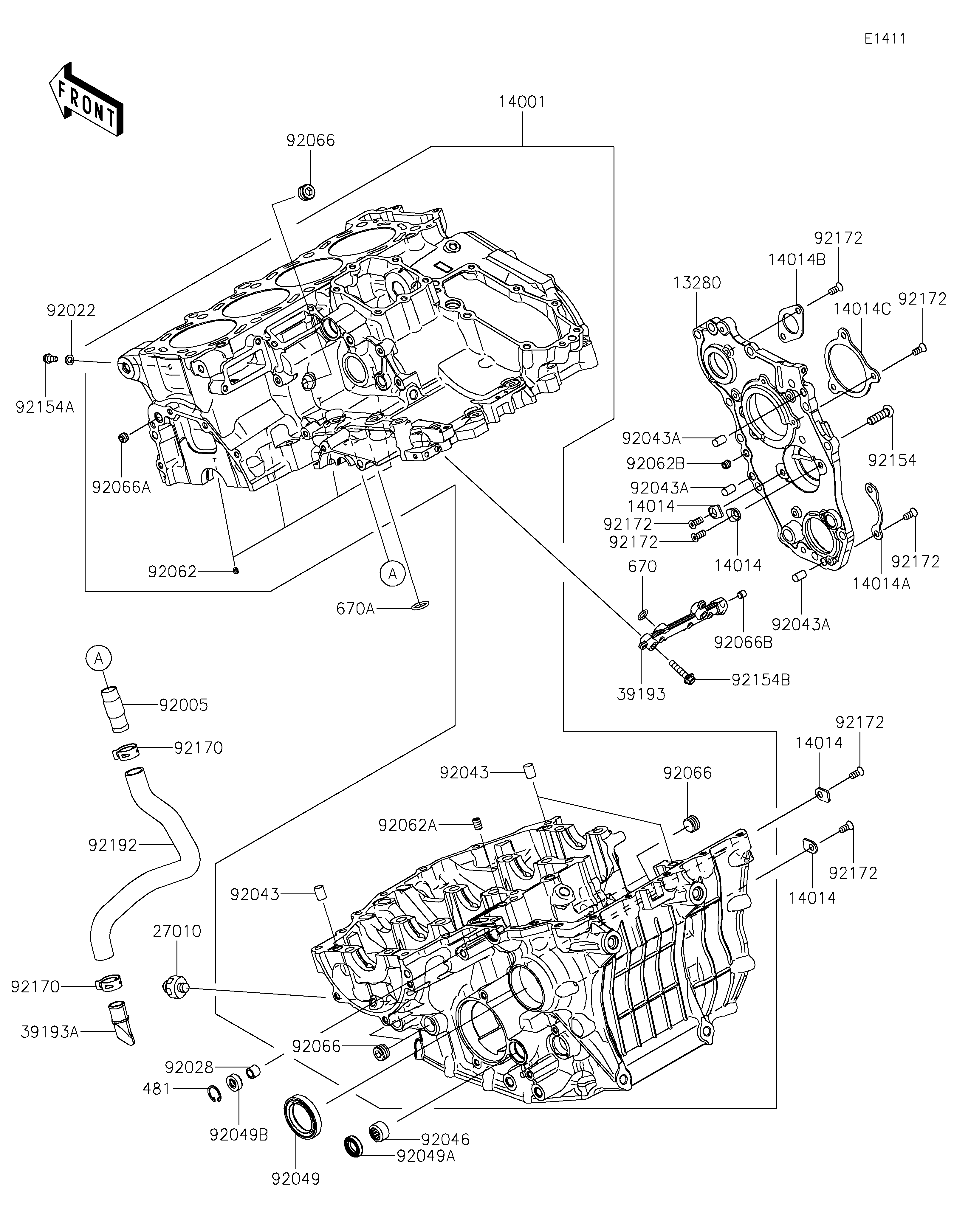 CARTER MOTEURS POUR Z H2 SE ZR1000LMFNN VERT MAT 2021