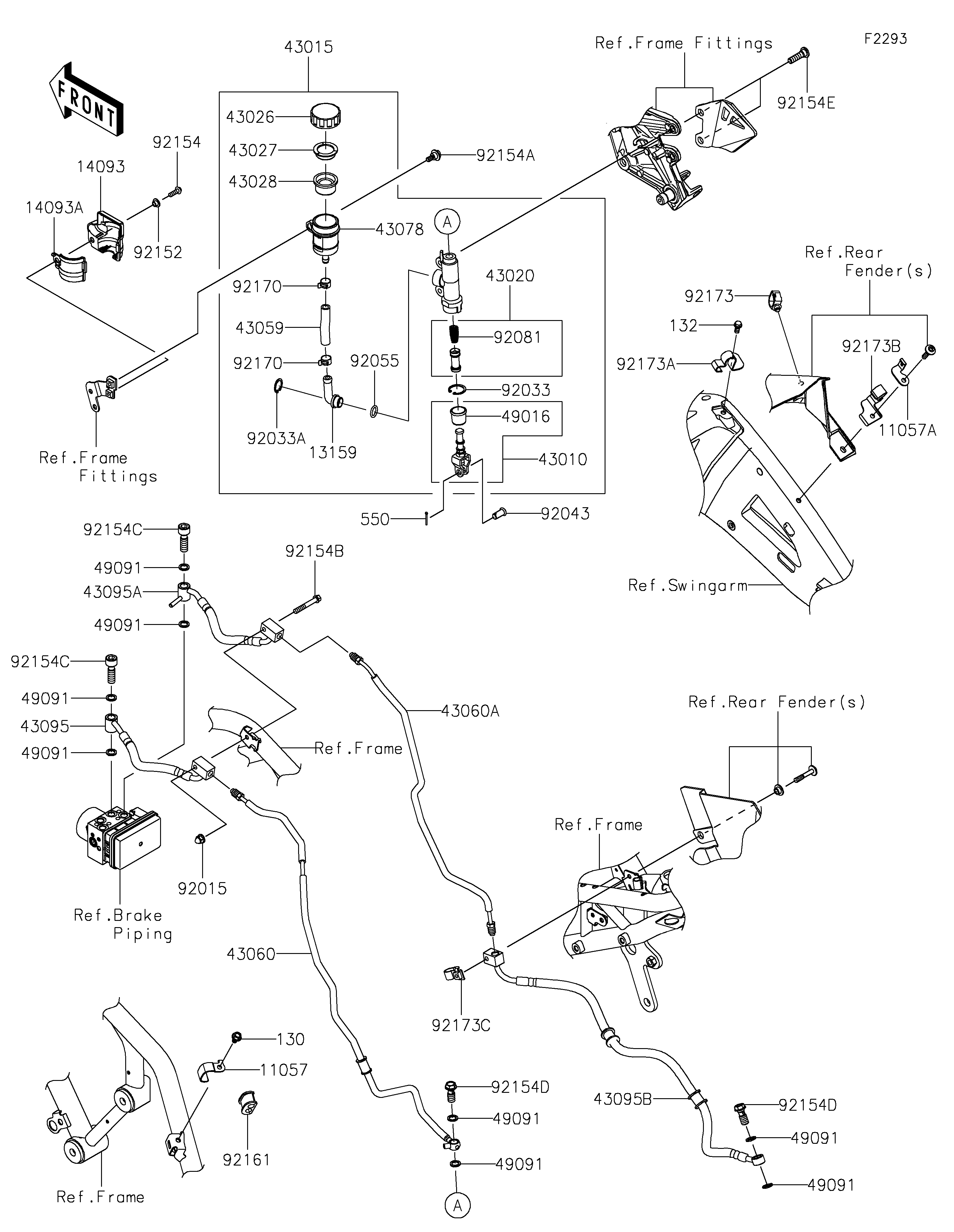 MAITRE CYLINDRE ARRIERE POUR Z H2 SE ZR1000RPFNN GRIS 2023