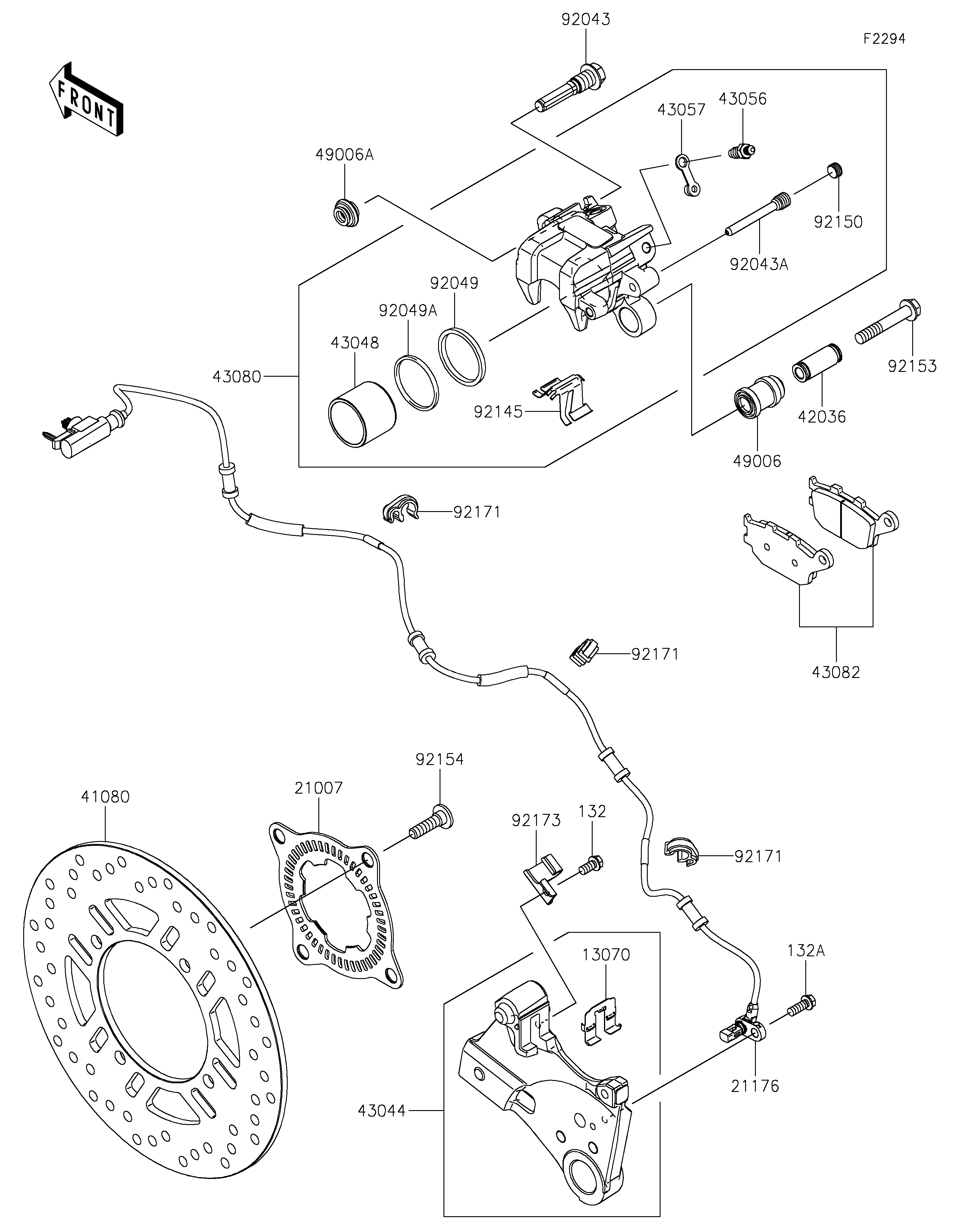 FREIN ARRIERE POUR Z H2 SE ZR1000LMFNN VERT MAT 2021