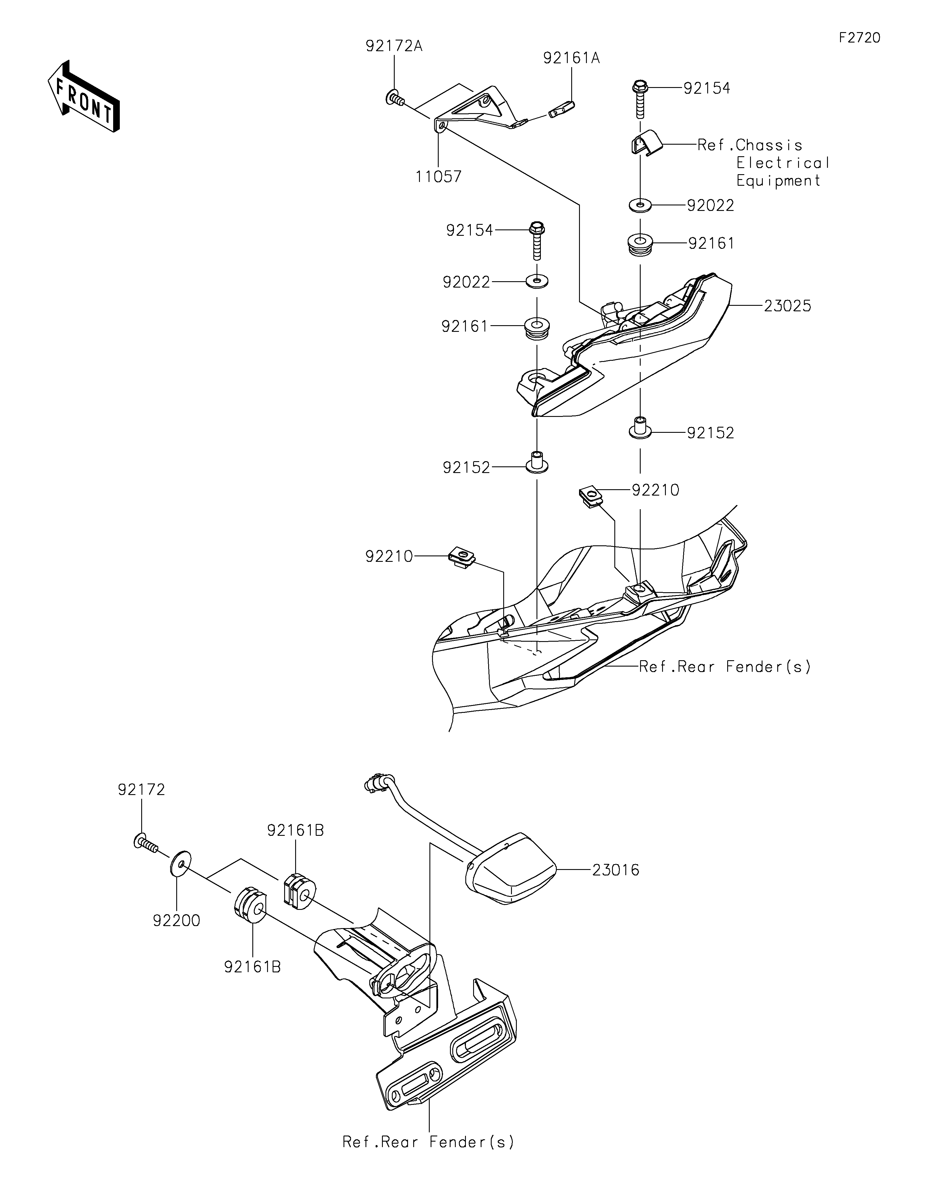 FEUX ARRIERES POUR Z H2 SE ZR1000LNSNN VERT 2022