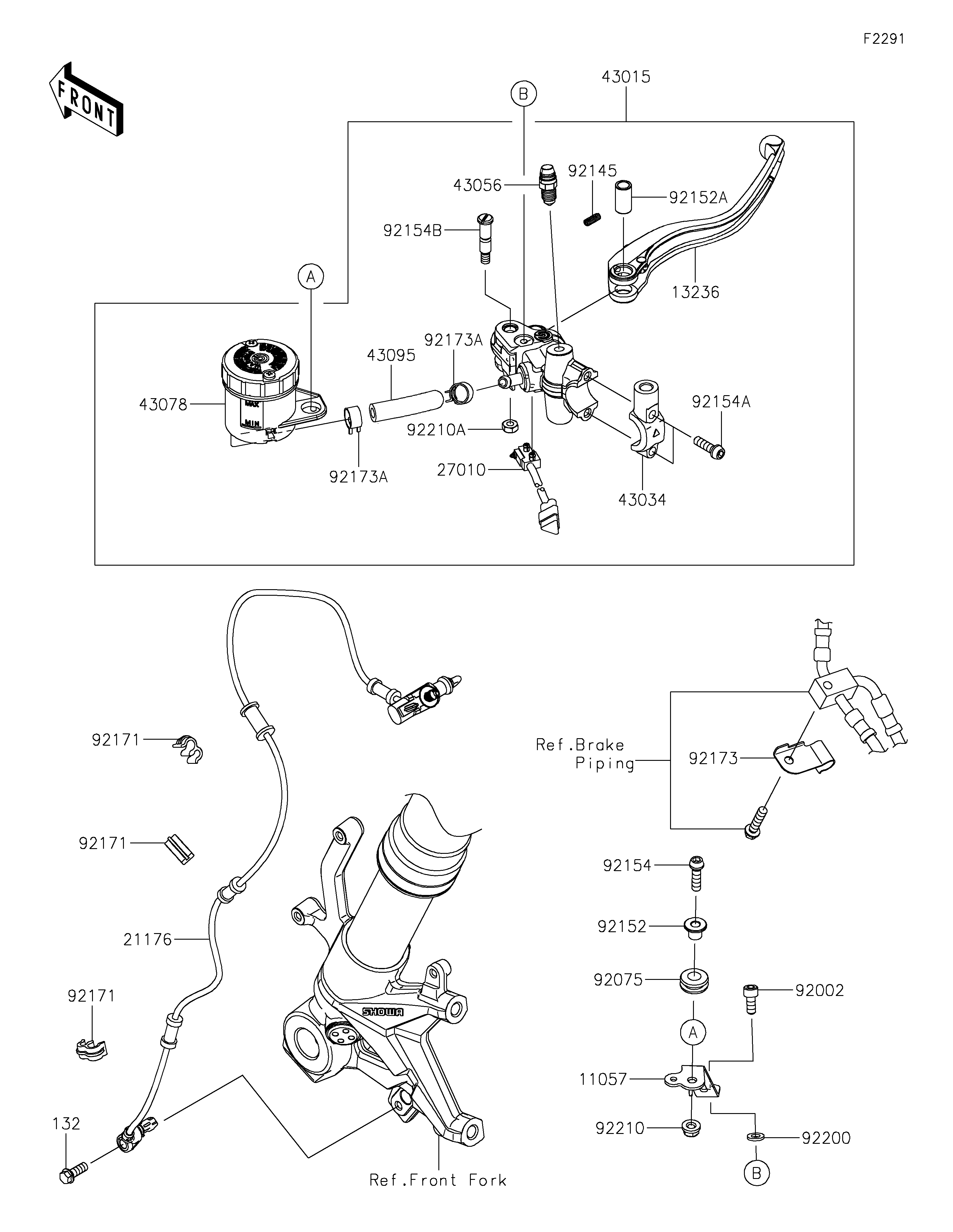 MAITRE CYLINDRE AV POUR Z H2 SE ZR1000LMFNN VERT MAT 2021