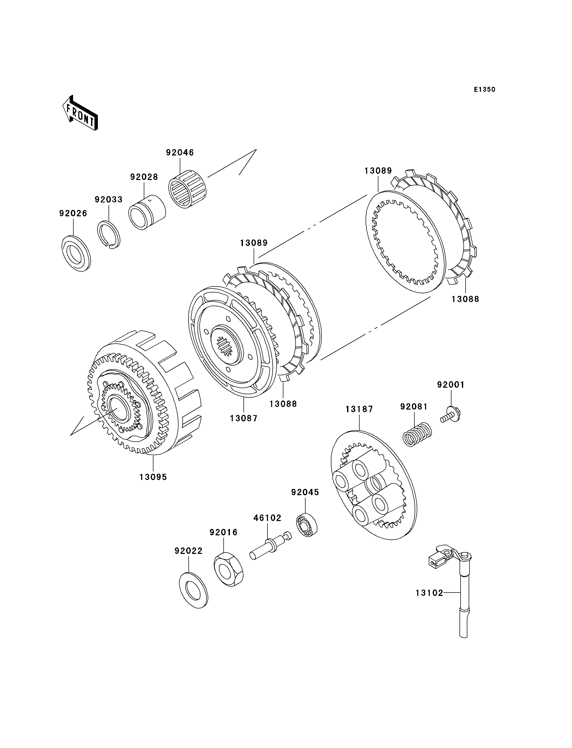EMBRAYAGE POUR GPX250R EX250 F3 BLEU 1989 EUROPE