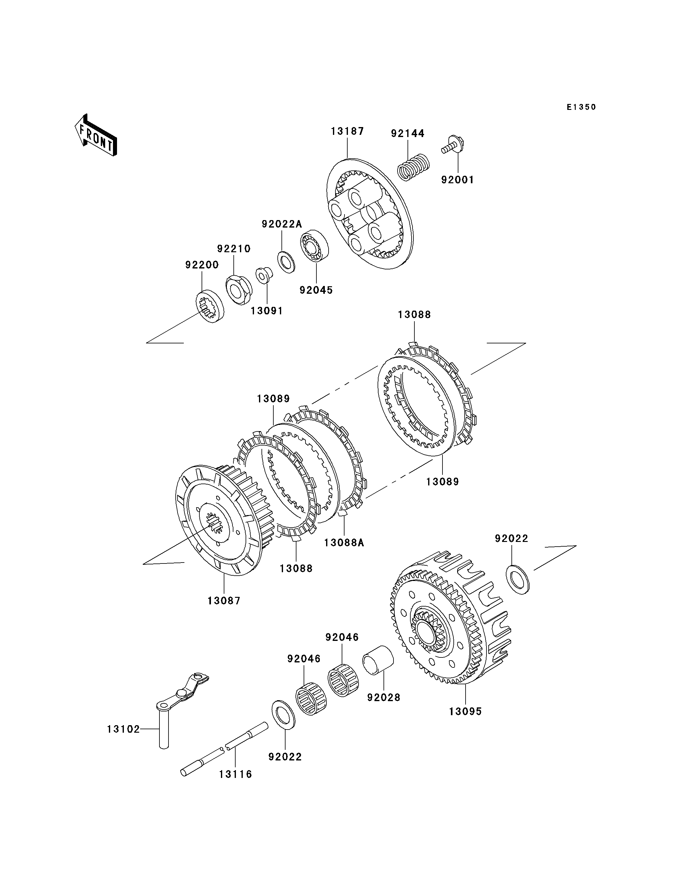 EMBRAYAGE POUR KX125 KX125 L2 VERT 2000 EUROPE