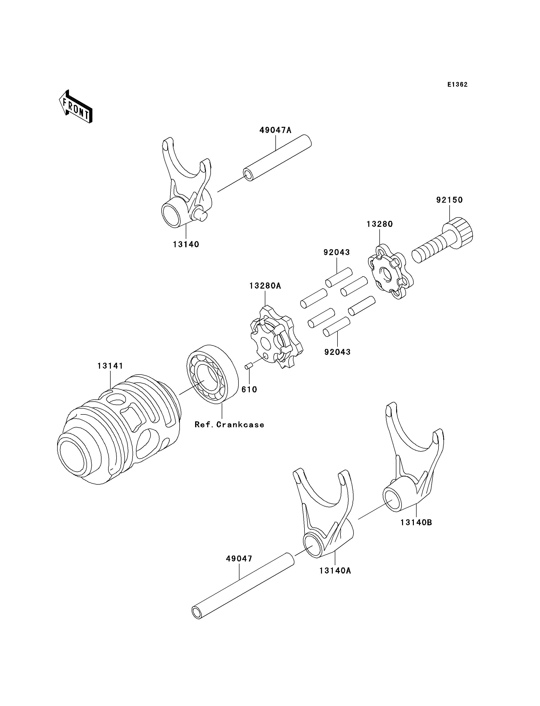 FOURCHETTEBARRILLET DE SELECTION POUR KX125 KX125 L3 VERT 2001 EUROPE