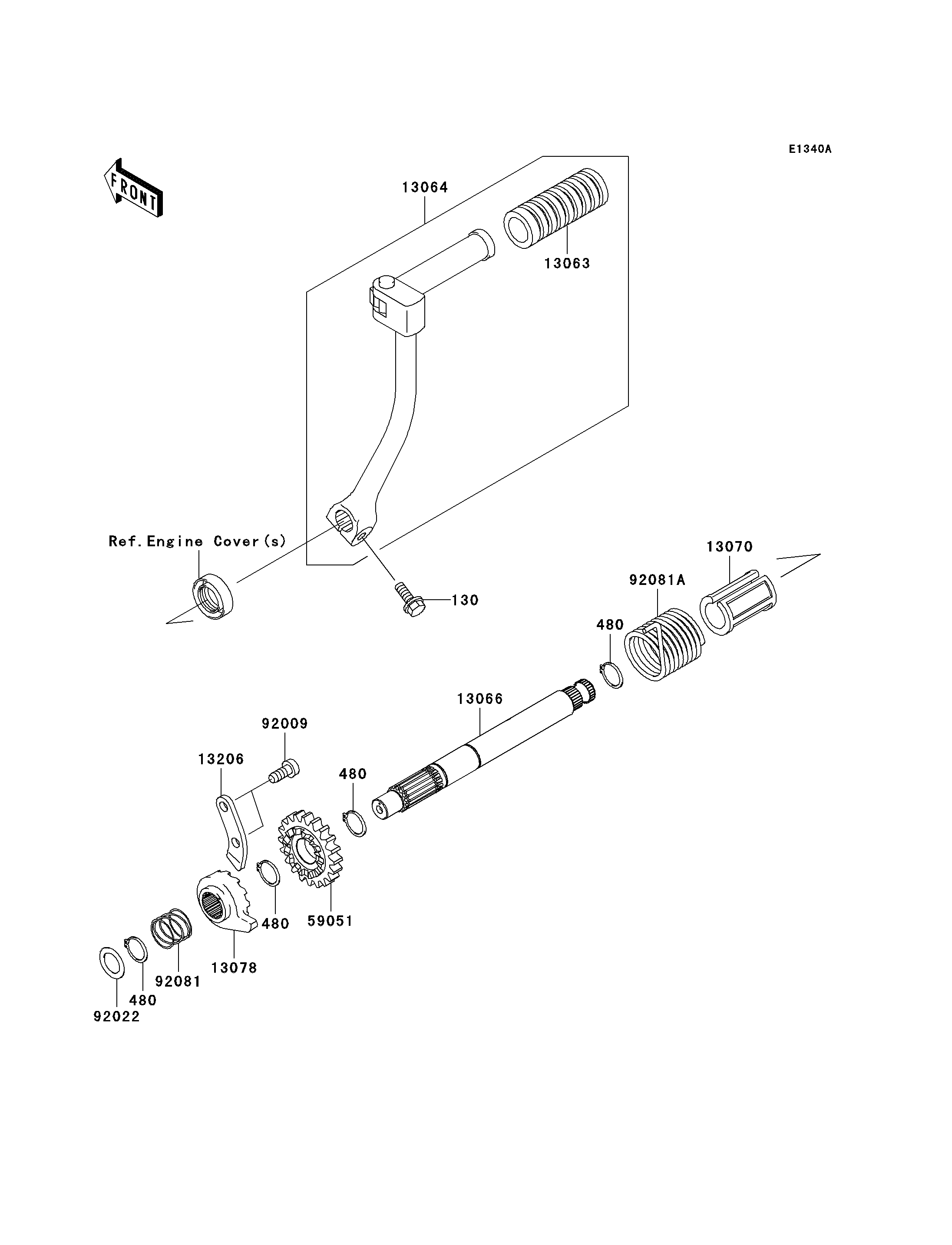 MECANISME DE KICK POUR KLX110 KLX110 A2 VERT 2003 EUROPE