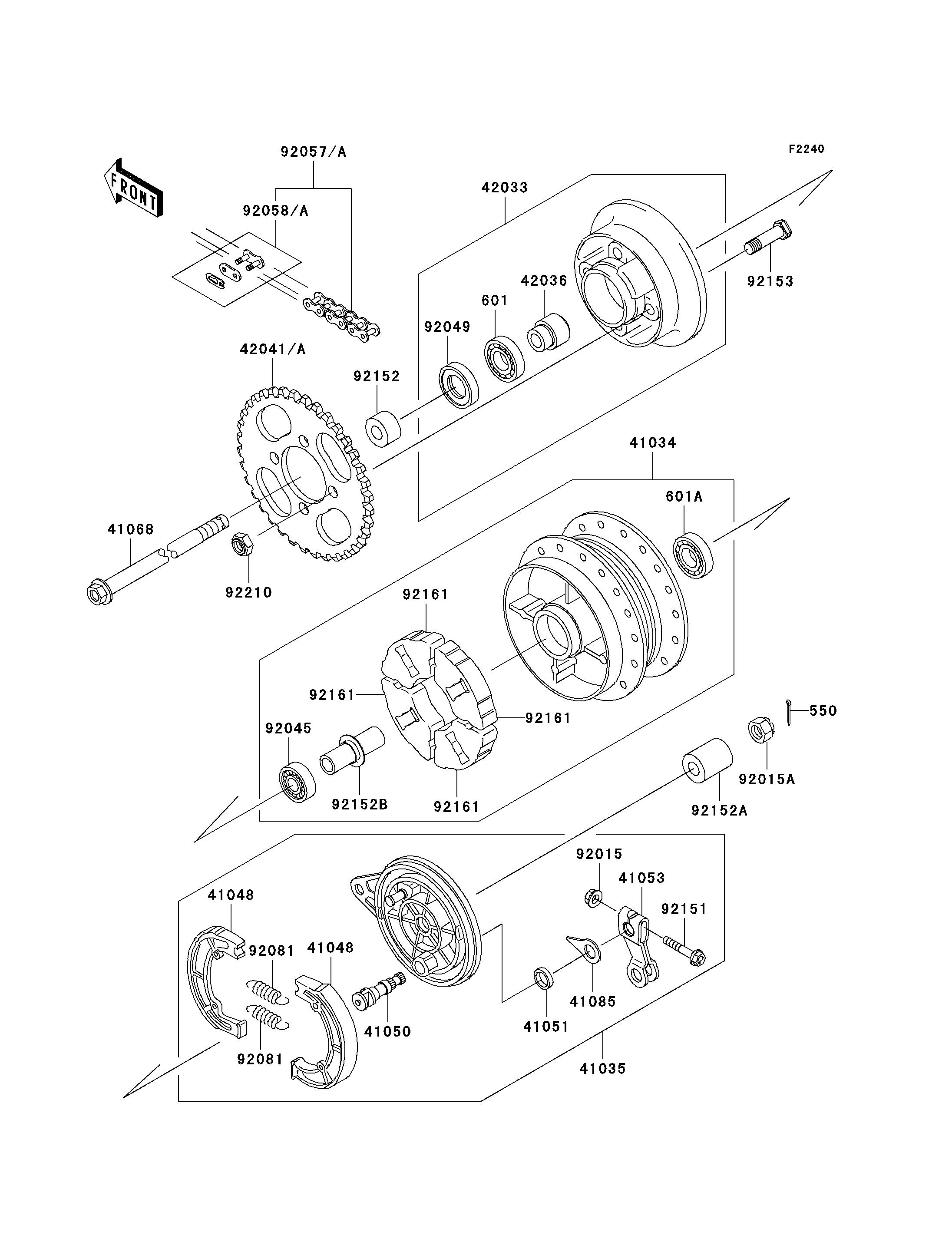 MOYEU ARRIERE POUR KLX110 KLX110 A1 VERT 2002 EUROPE