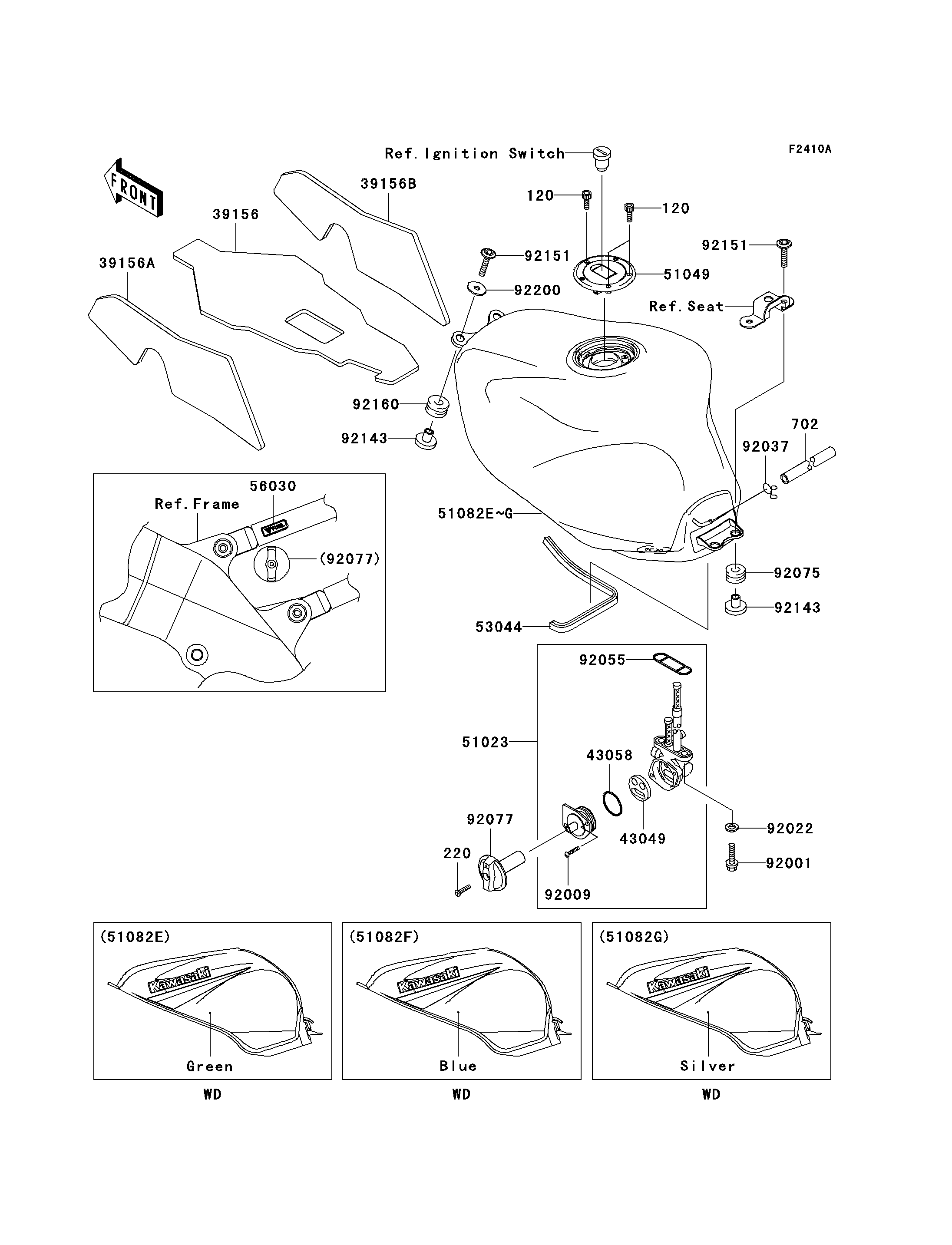 RESERVOIR CARBURANT POUR NINJA ZX 9R ZX900 F2P ARGENT 2003