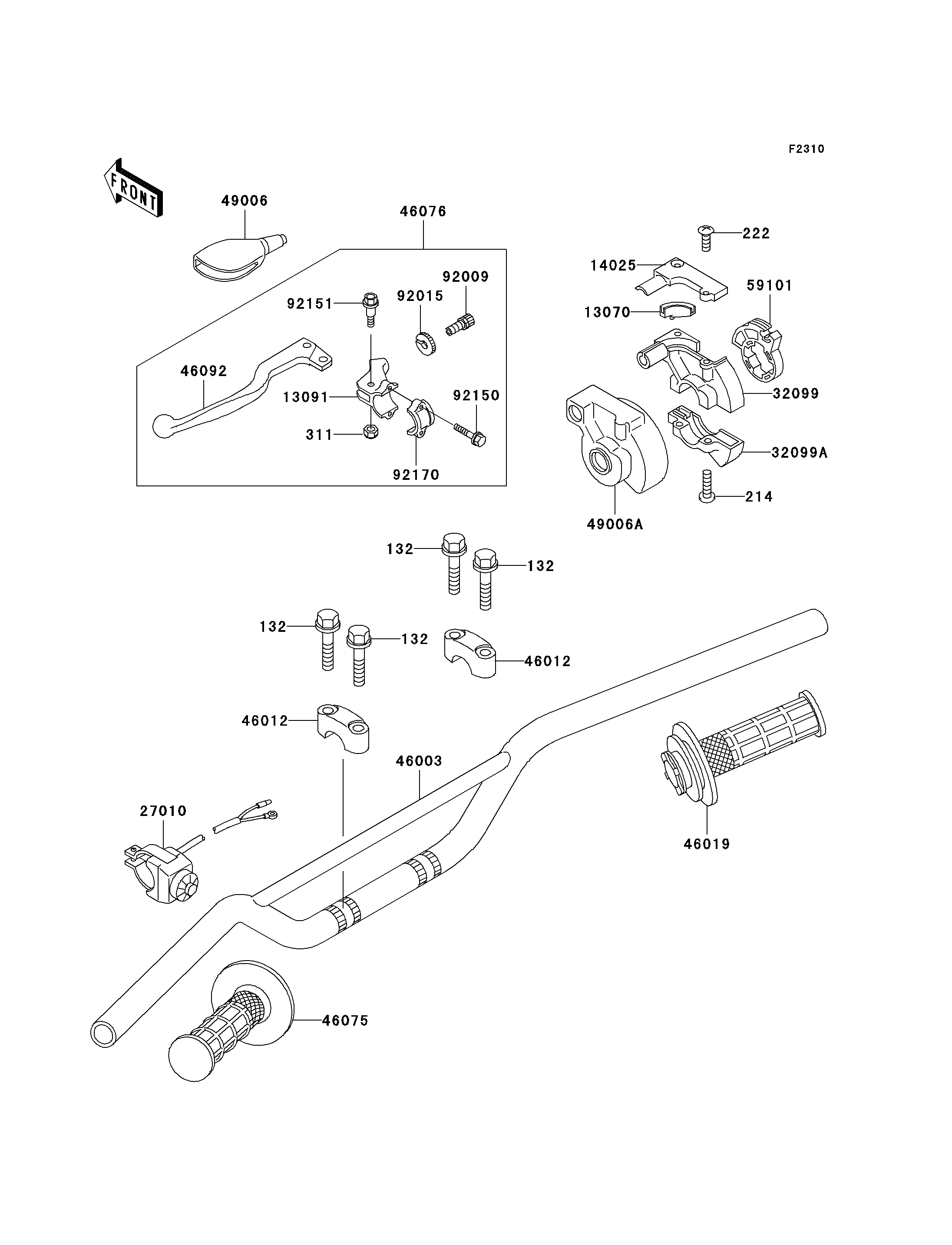 GUIDON POUR KX85 KX85 II KX85 A3 VERT 2003 EUROPE