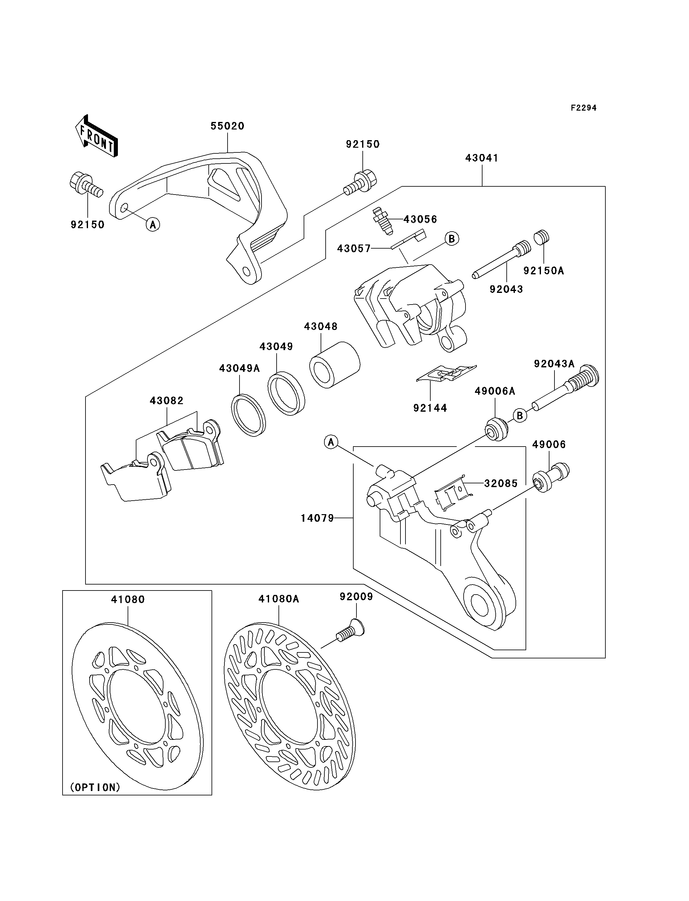 FREIN ARRIERE POUR KX500 KX500 E15 VERT 2003 EUROPE