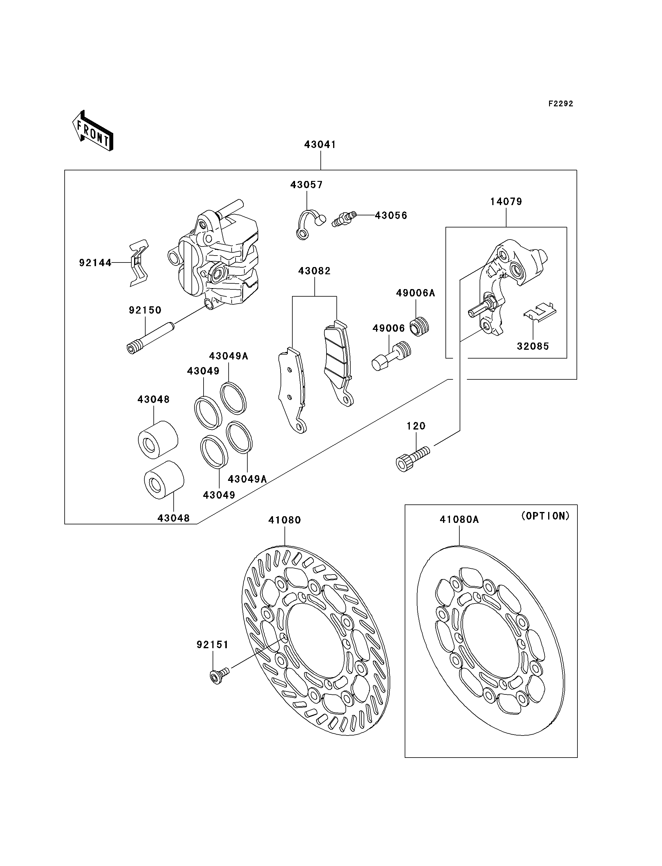 FREIN AVANT POUR KX125 KX125 M1 VERT 2003 EUROPE