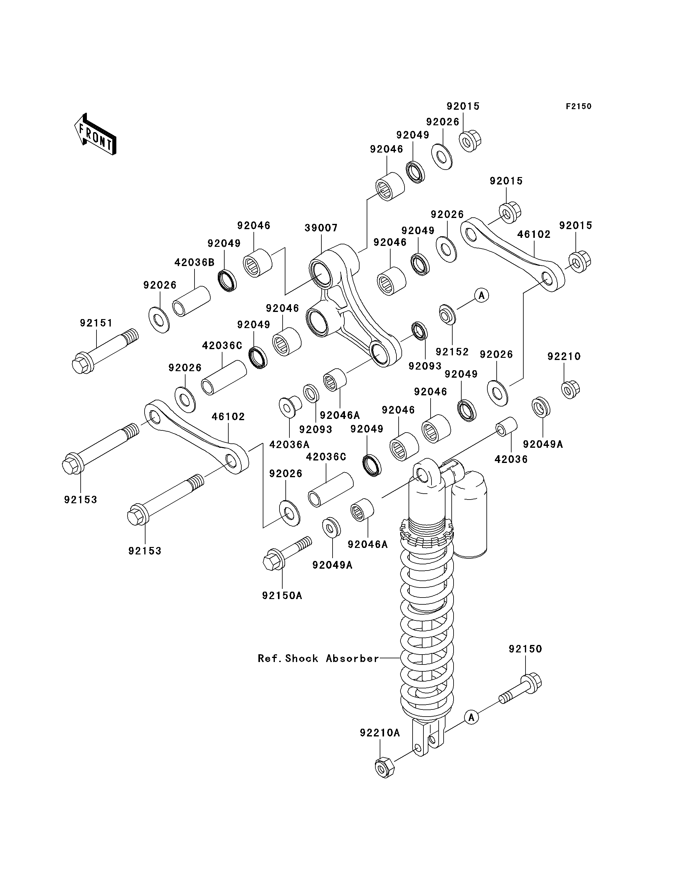 SUSPENSION POUR KX250 KX250 M1 VERT 2003 EUROPE