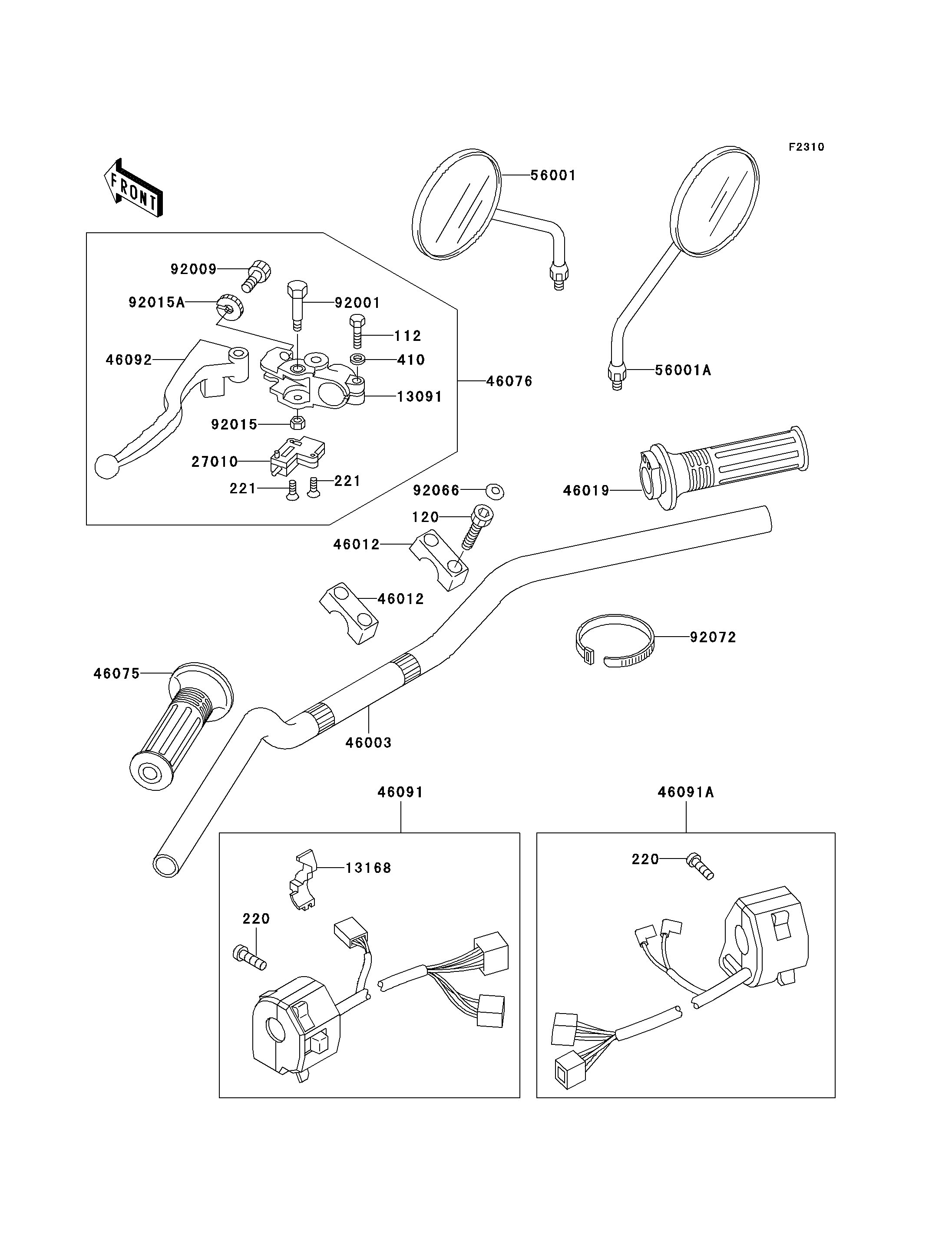 GUIDON POUR EL252 EL250 F6 NOIR 2003
