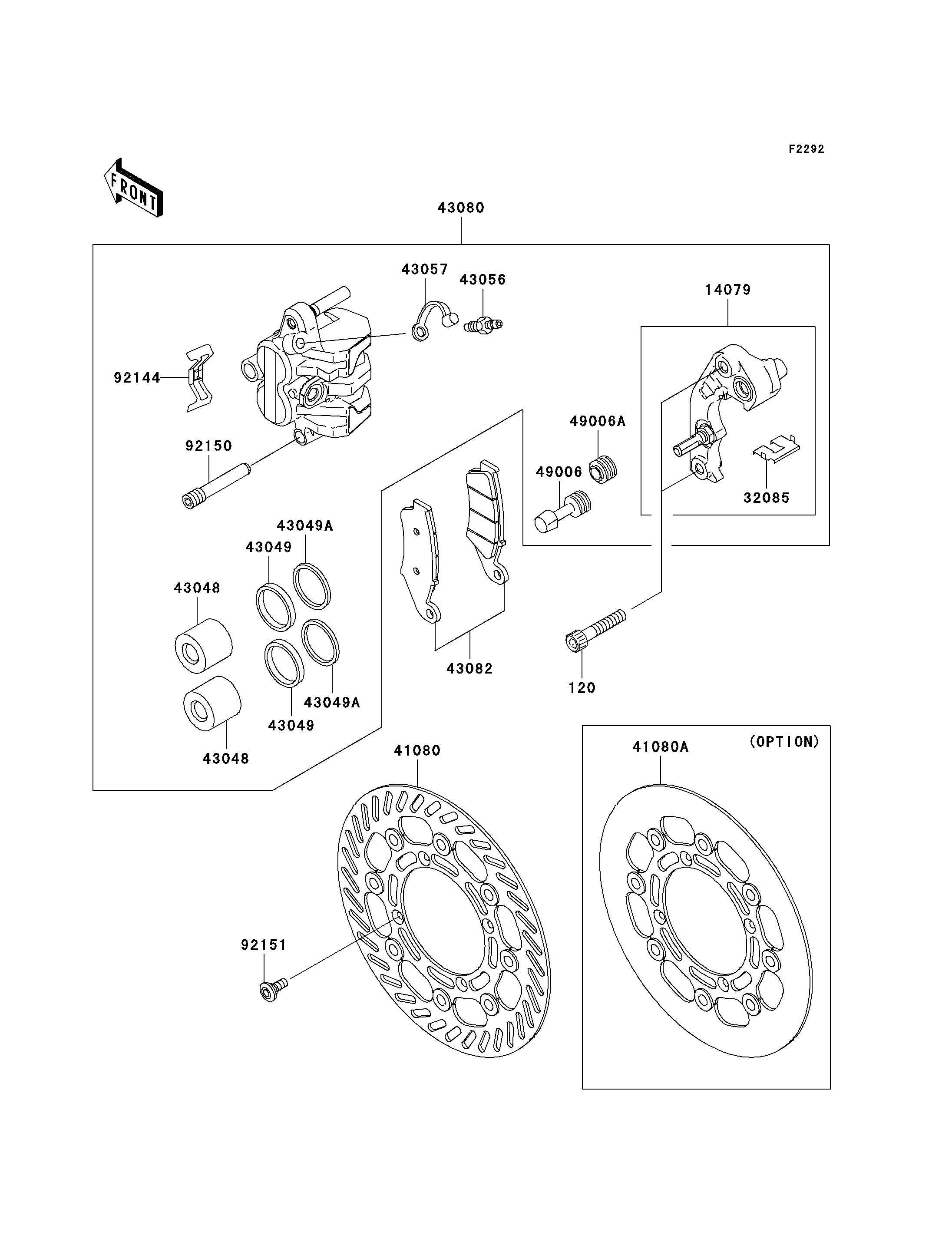 FREIN AVANT POUR KX125 KX125 M2 VERT 2004 EUROPE