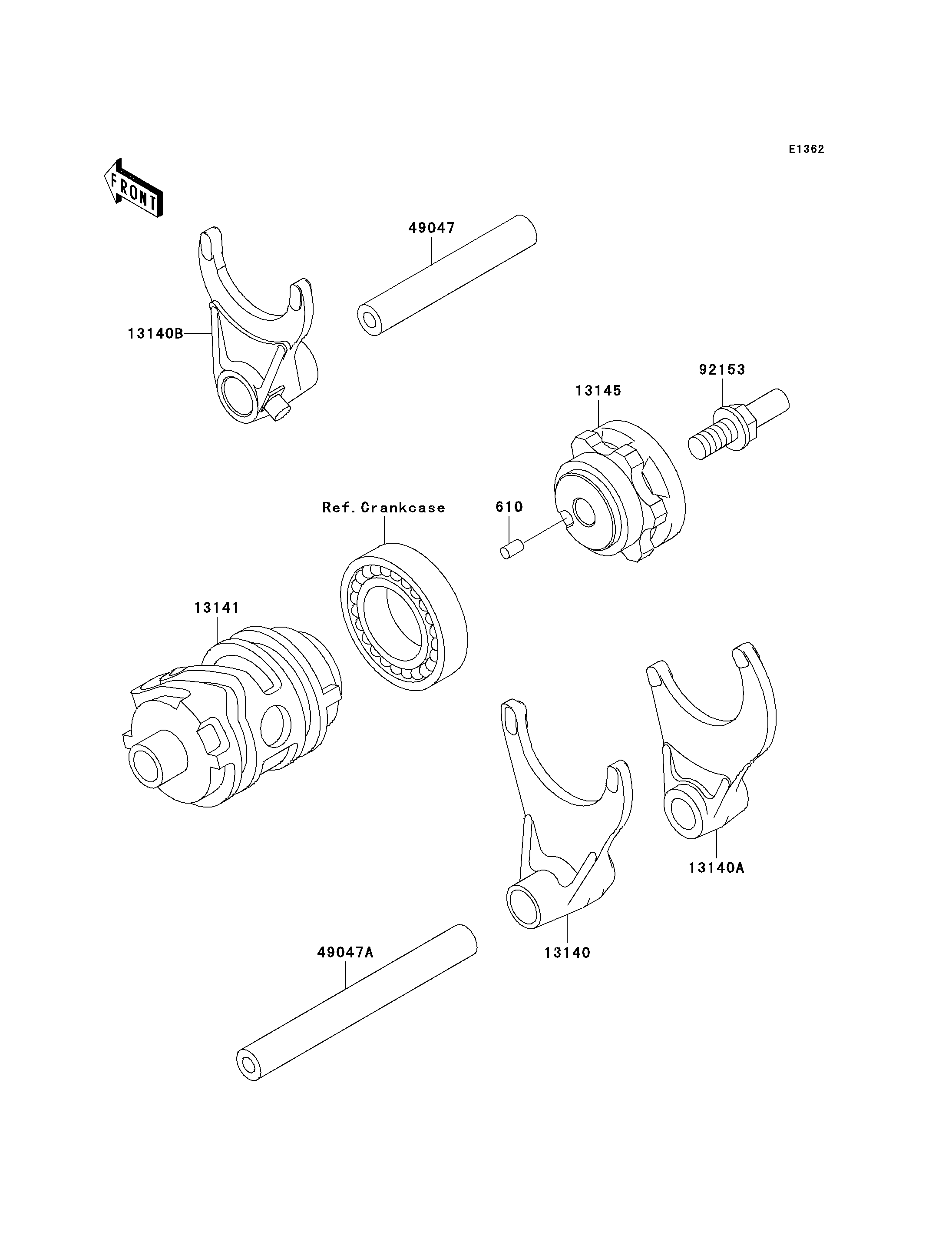 FOURCHETTEBARRILLET DE SELECTION POUR KX250 KX250 M1 VERT 2003 EUROPE