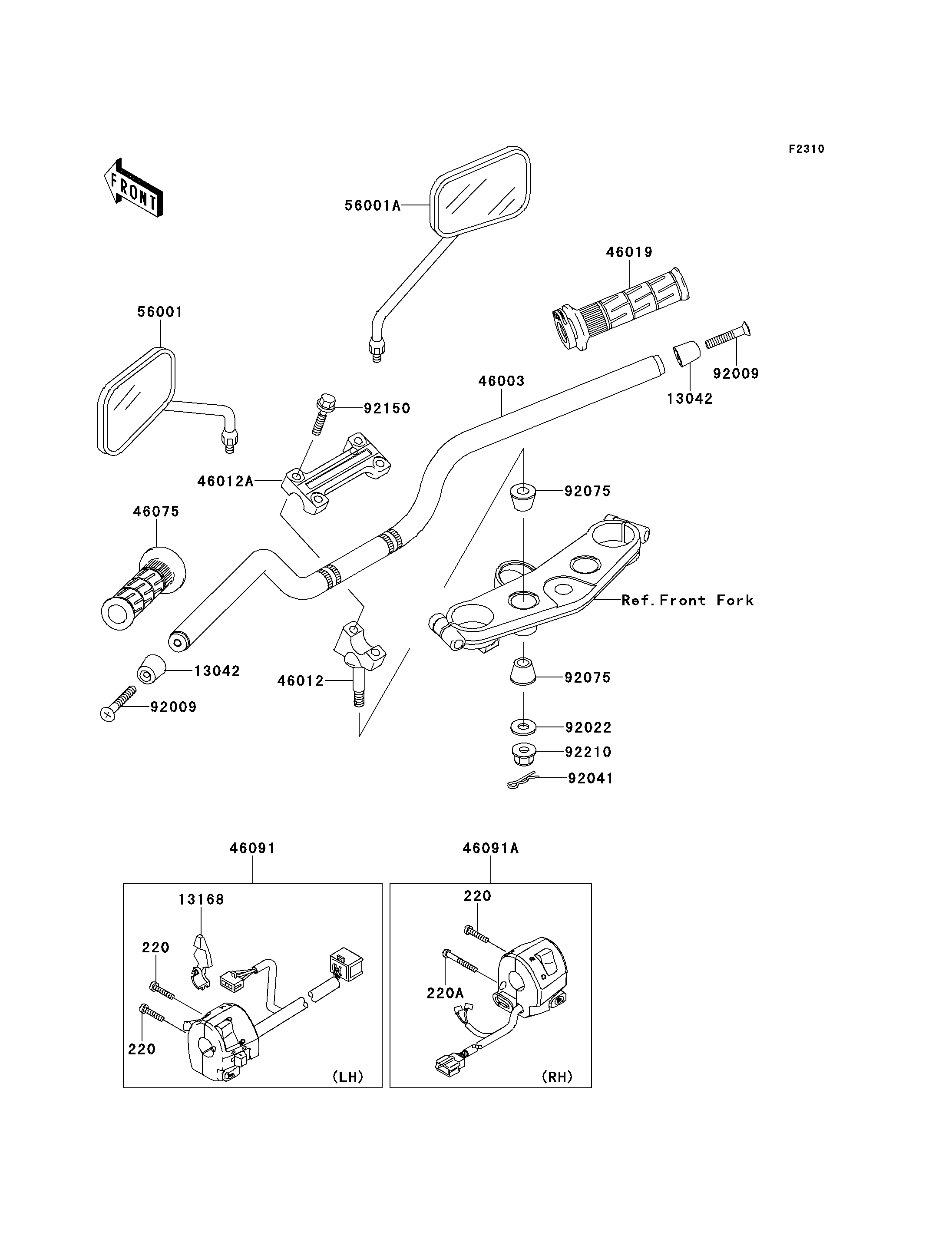 GUIDON POUR ZRX1200 ZR1200 C3H NOIR 2004
