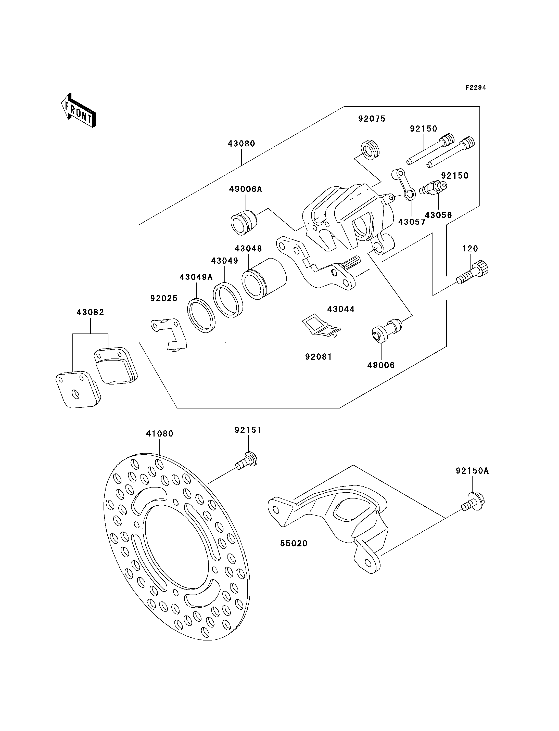 FREIN ARRIERE POUR KX65 KX65 A5 VERT 2004 EUROPE