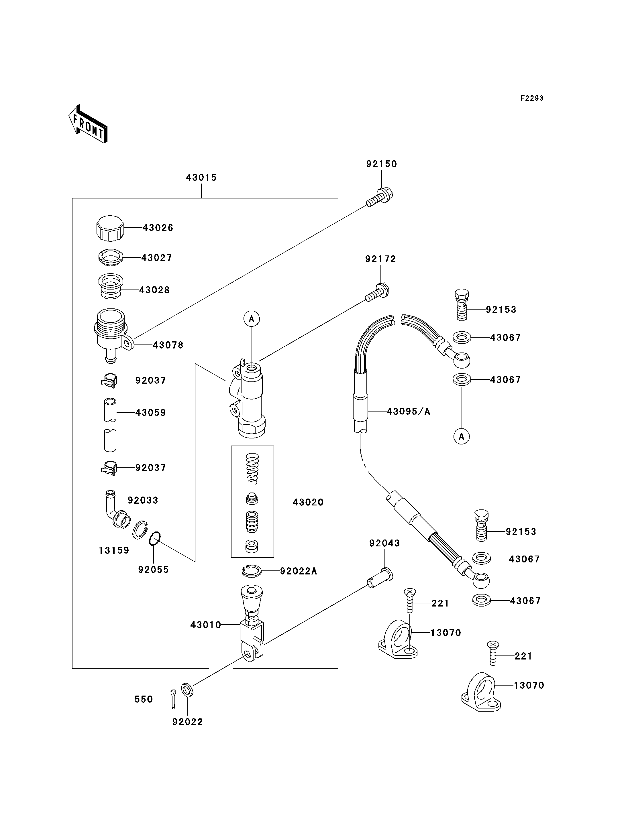 MAITRE CYLINDRE ARRIERE POUR KX85 KX85 II KX85 A3 VERT 2003 EUROPE