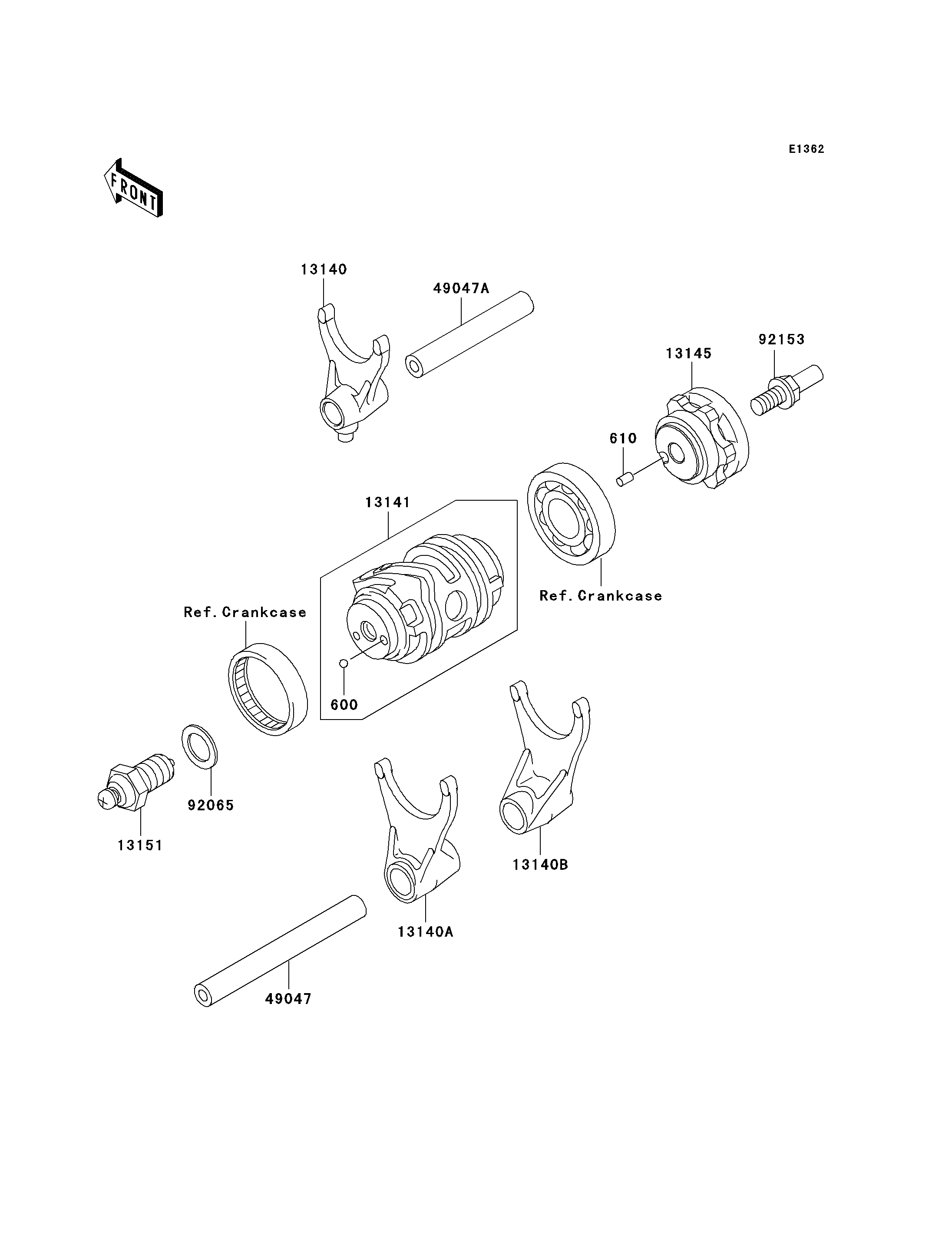 FOURCHETTEBARRILLET DE SELECTION POUR KX250F KX250 N1 VERT 2004 EUROPE
