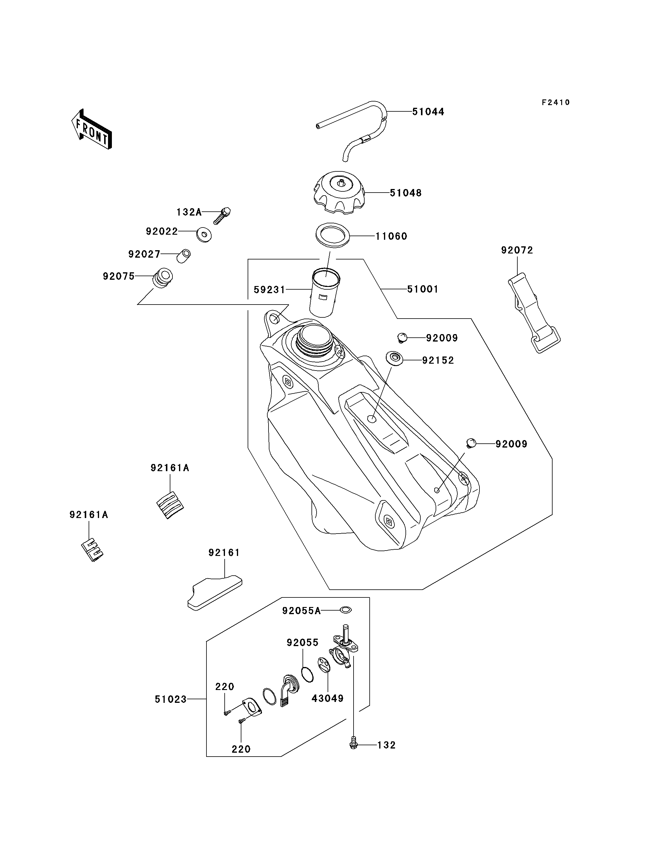 RESERVOIR CARBURANT POUR KX250F KX250 N1 VERT 2004 EUROPE