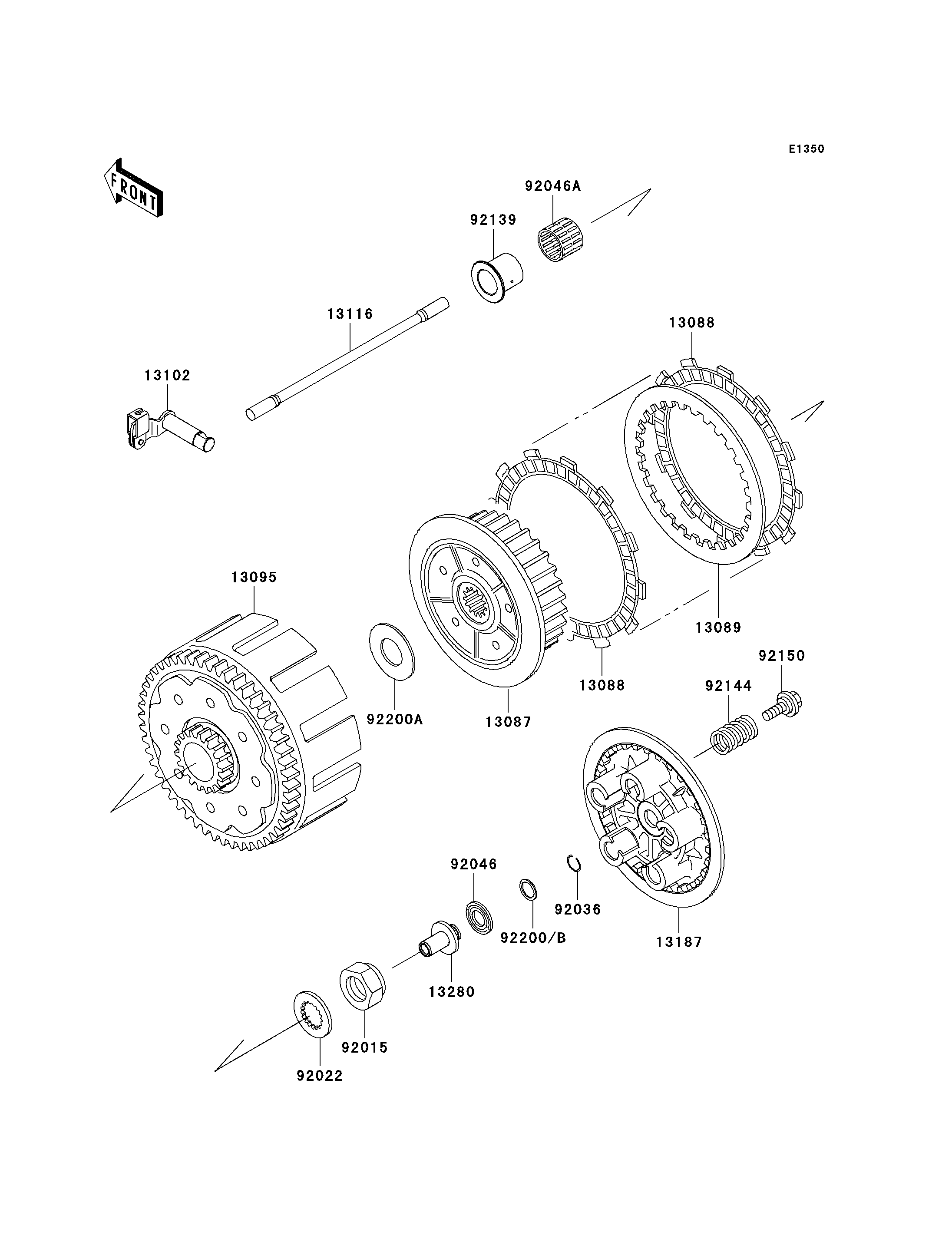 EMBRAYAGE POUR KX250 KX250 R1 VERT 2005 EUROPE