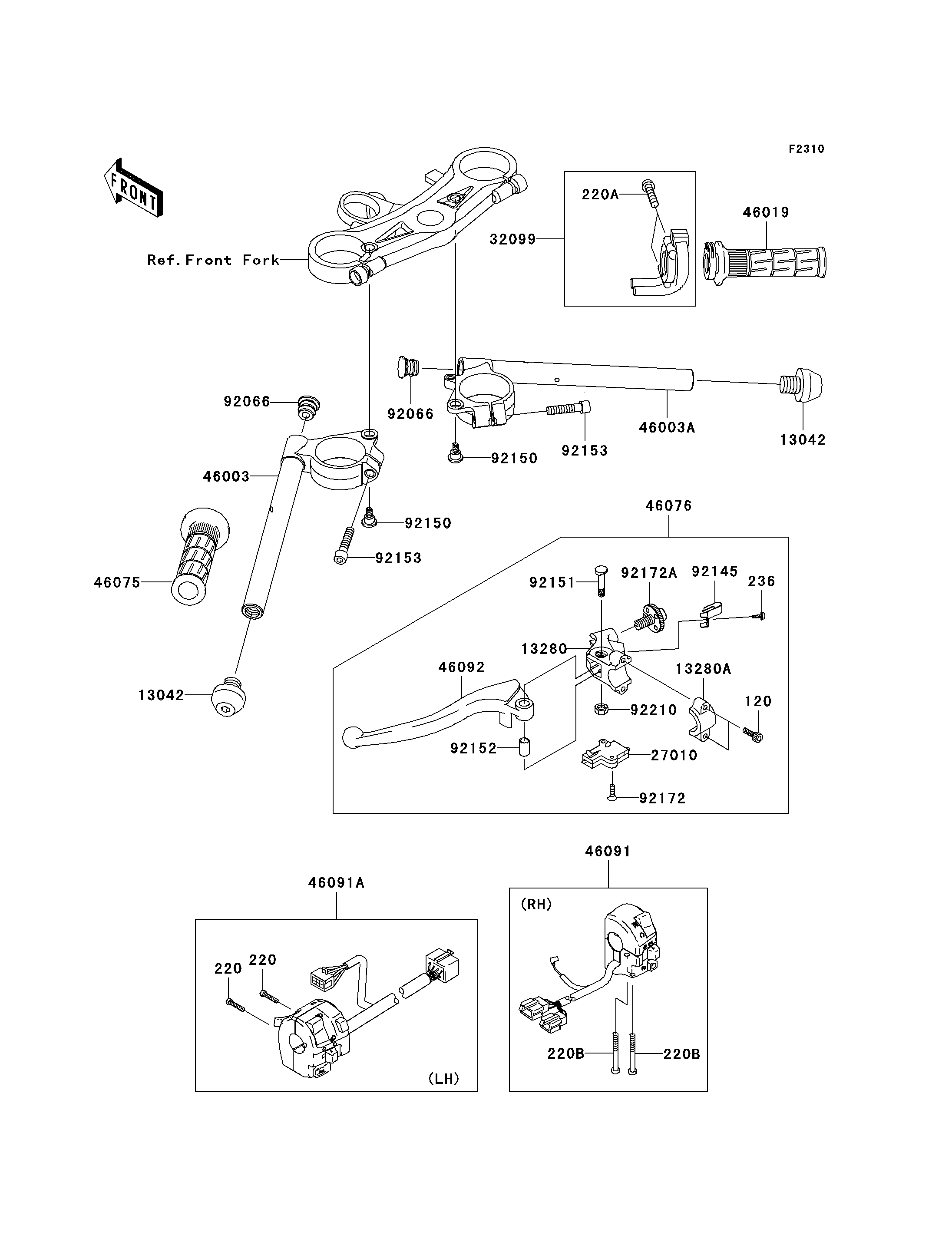 GUIDON POUR NINJA ZX 10R ZX1000 C2H ARGENT 2005
