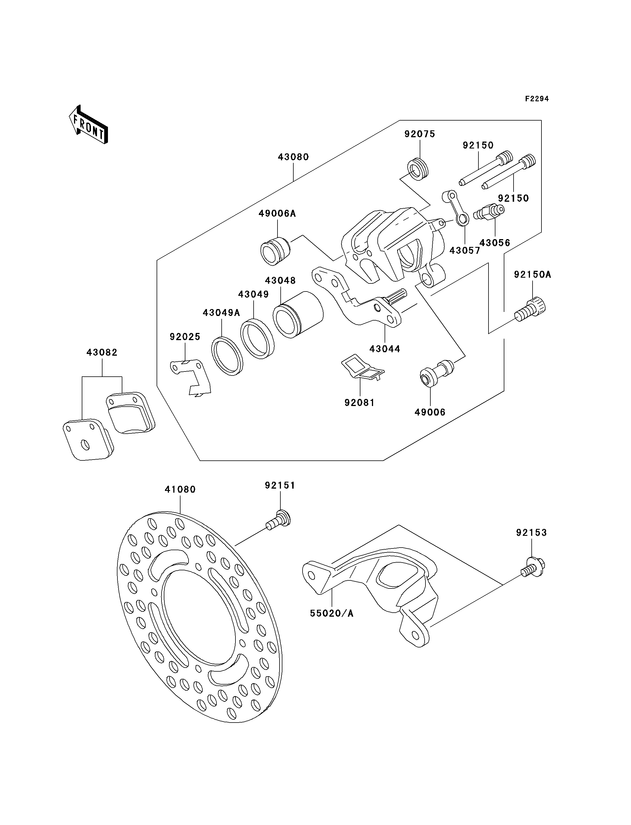 FREIN ARRIERE POUR KX65 KX65A6F VERT 2006 EUROPE