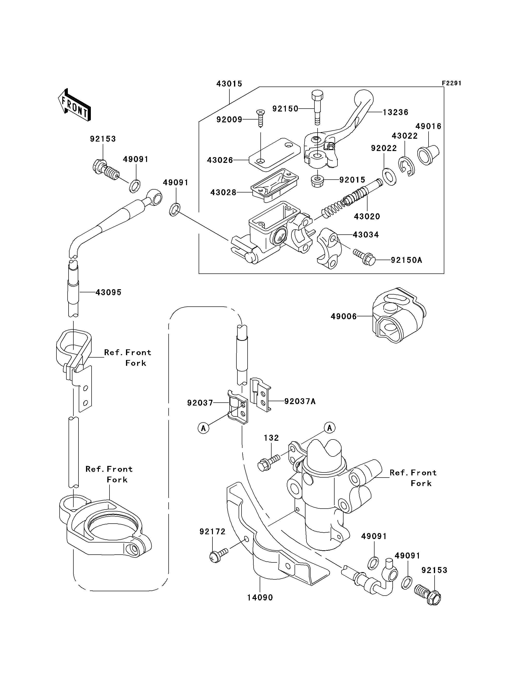 MAITRE CYLINDRE AV POUR KX85 KX85 II KX85A6F VERT 2006 EUROPE
