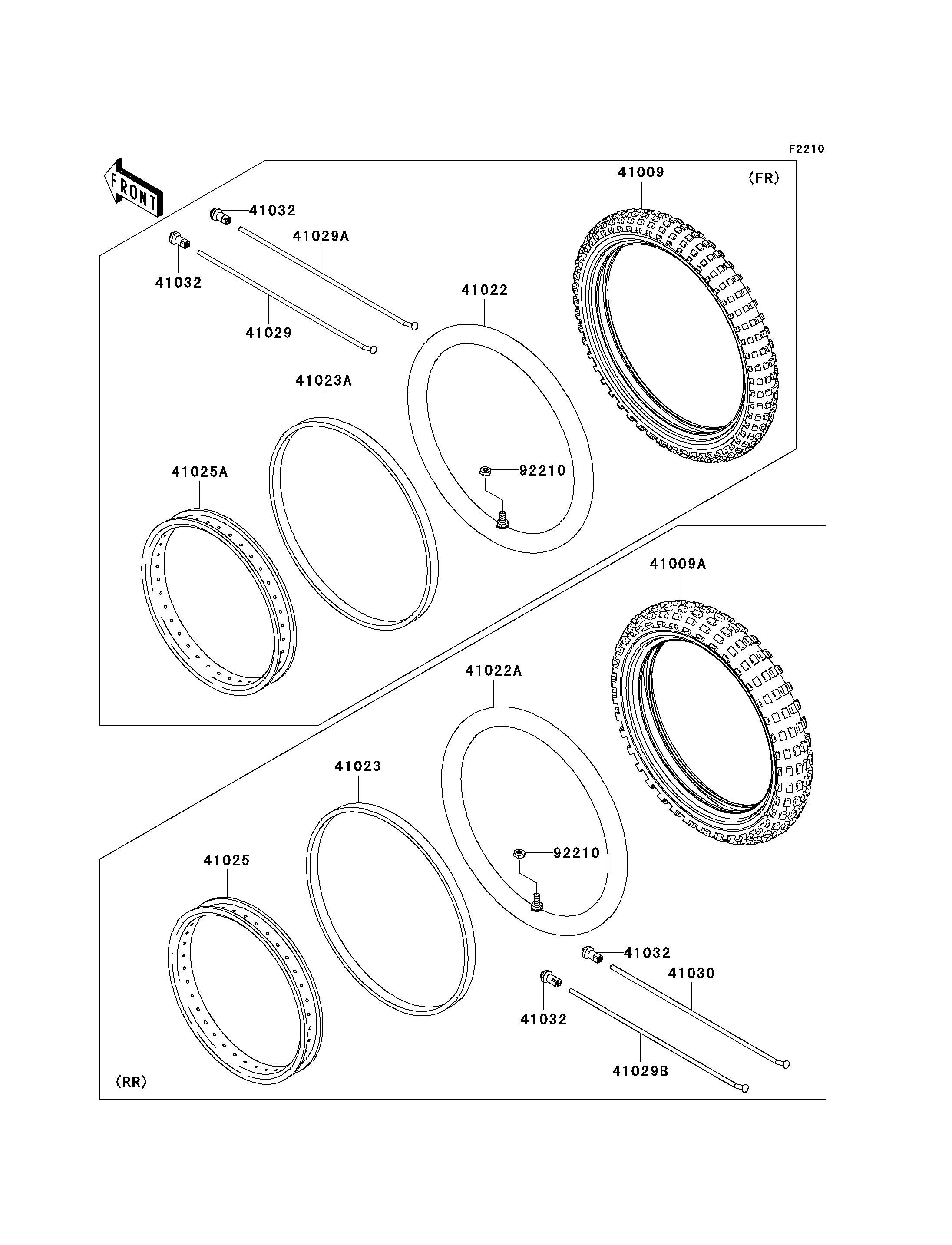 PNEUS POUR KLX110 KLX110A6F VERT 2006 EUROPE