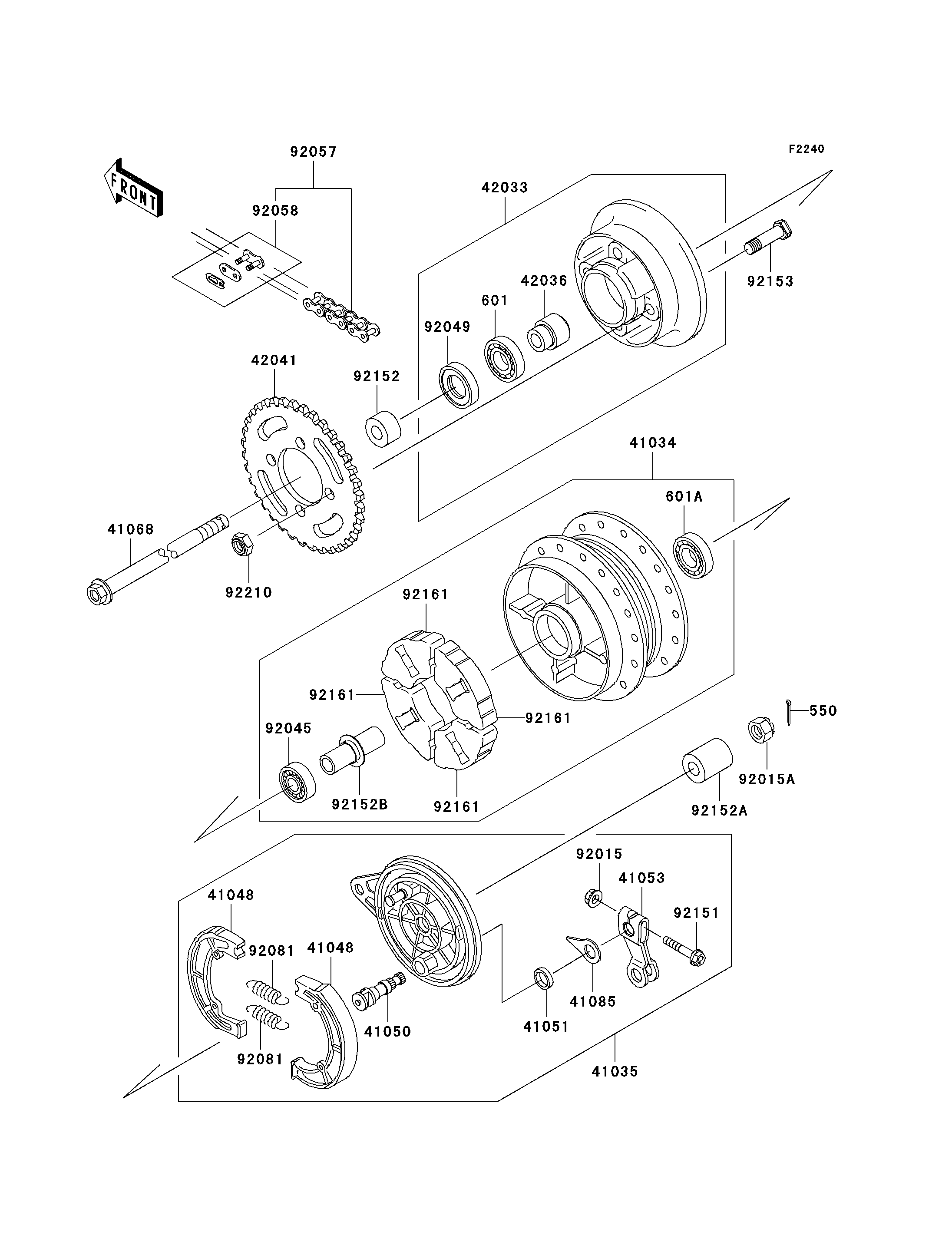 MOYEU ARRIERE POUR KLX110 KLX110 A4 VERT 2005 EUROPE