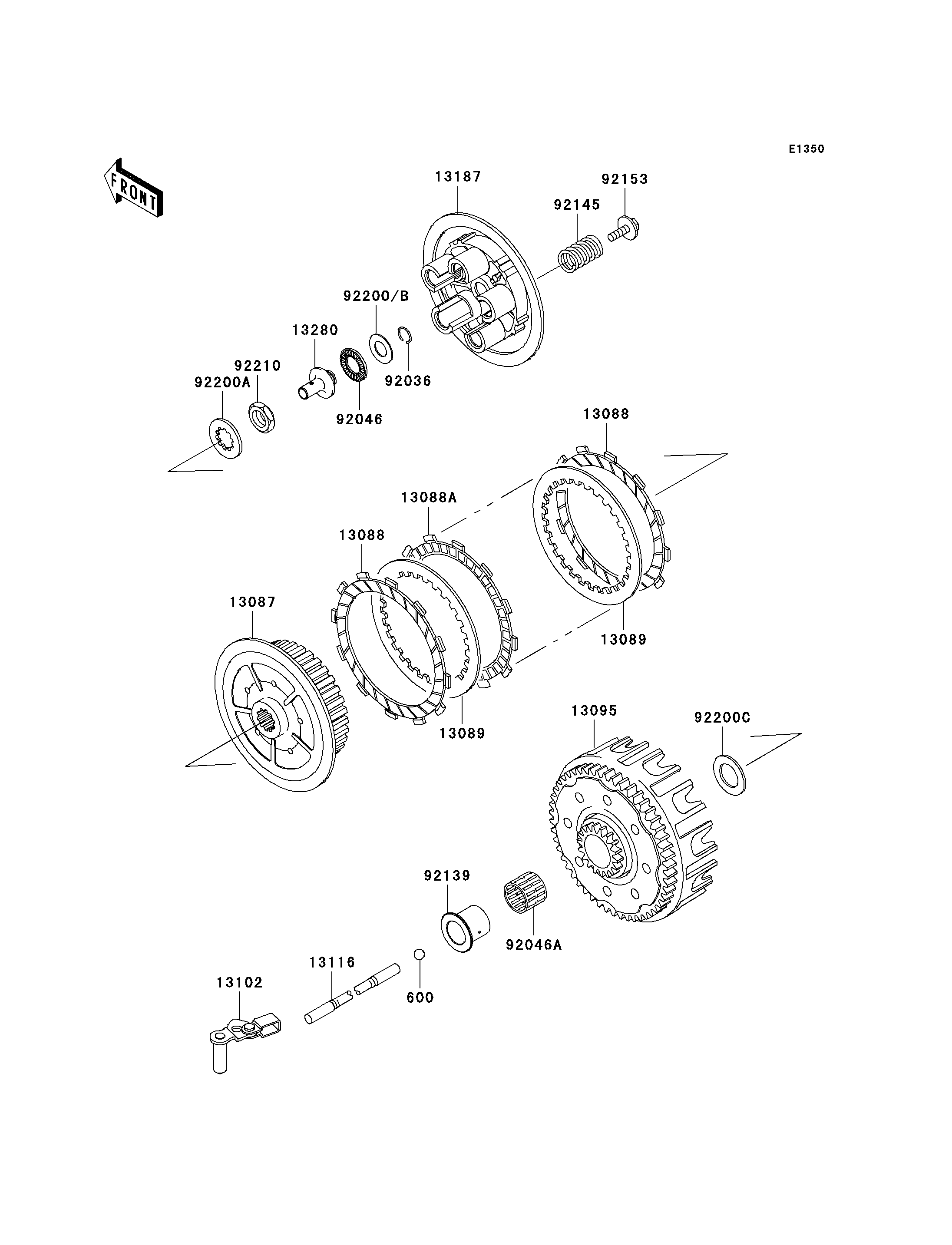 EMBRAYAGE POUR KX125 KX125 M3 VERT 2005 EUROPE