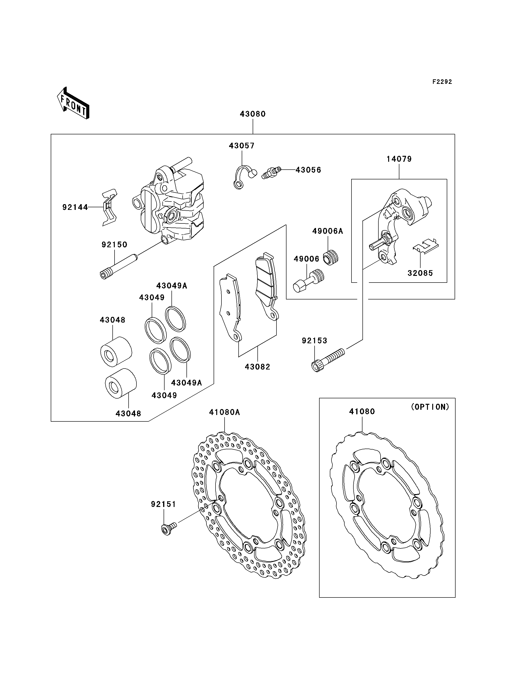FREIN AVANT POUR KX125 KX125M6F VERT 2006 EUROPE