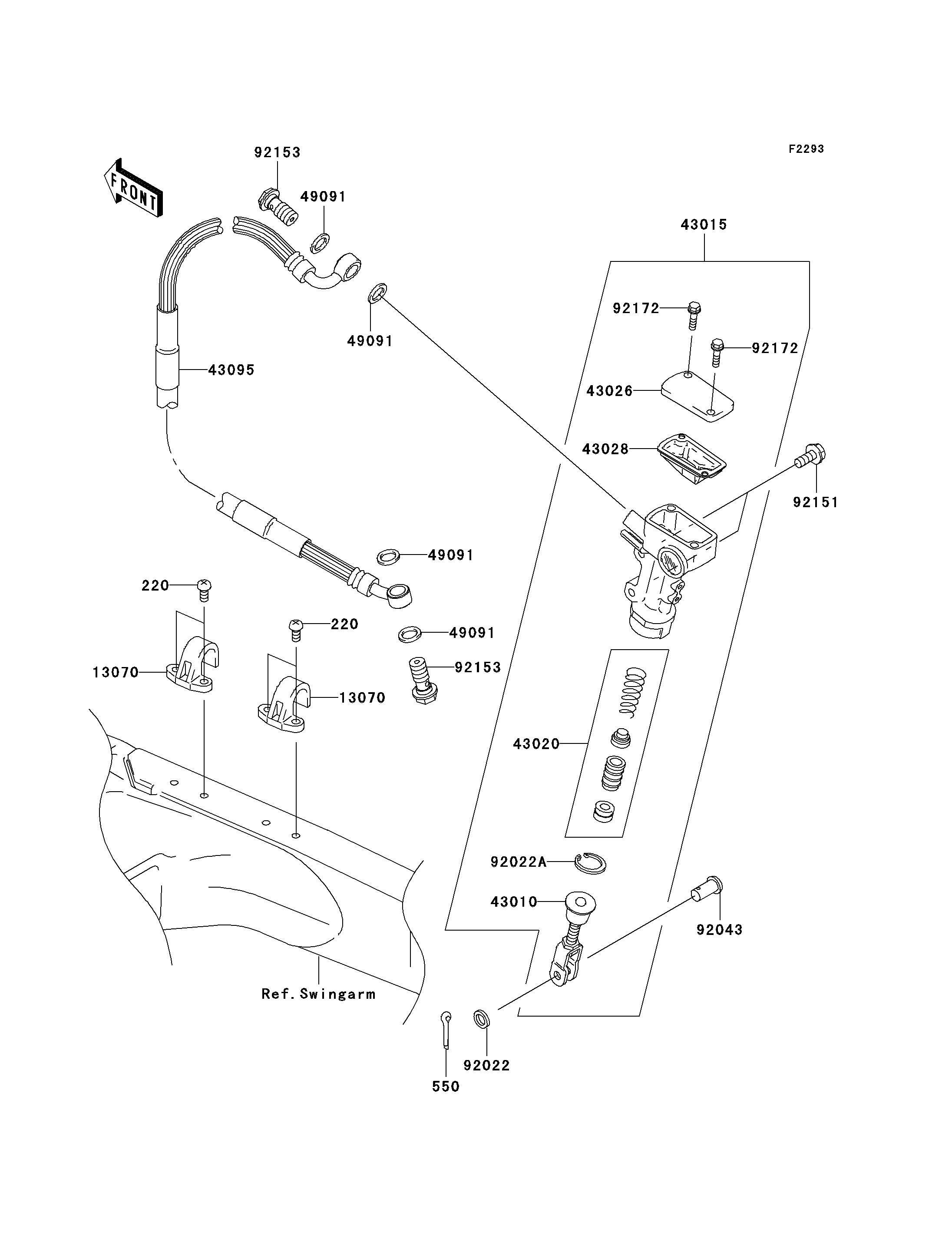 MAITRE CYLINDRE ARRIERE POUR KX125 KX125M6F VERT 2006 EUROPE