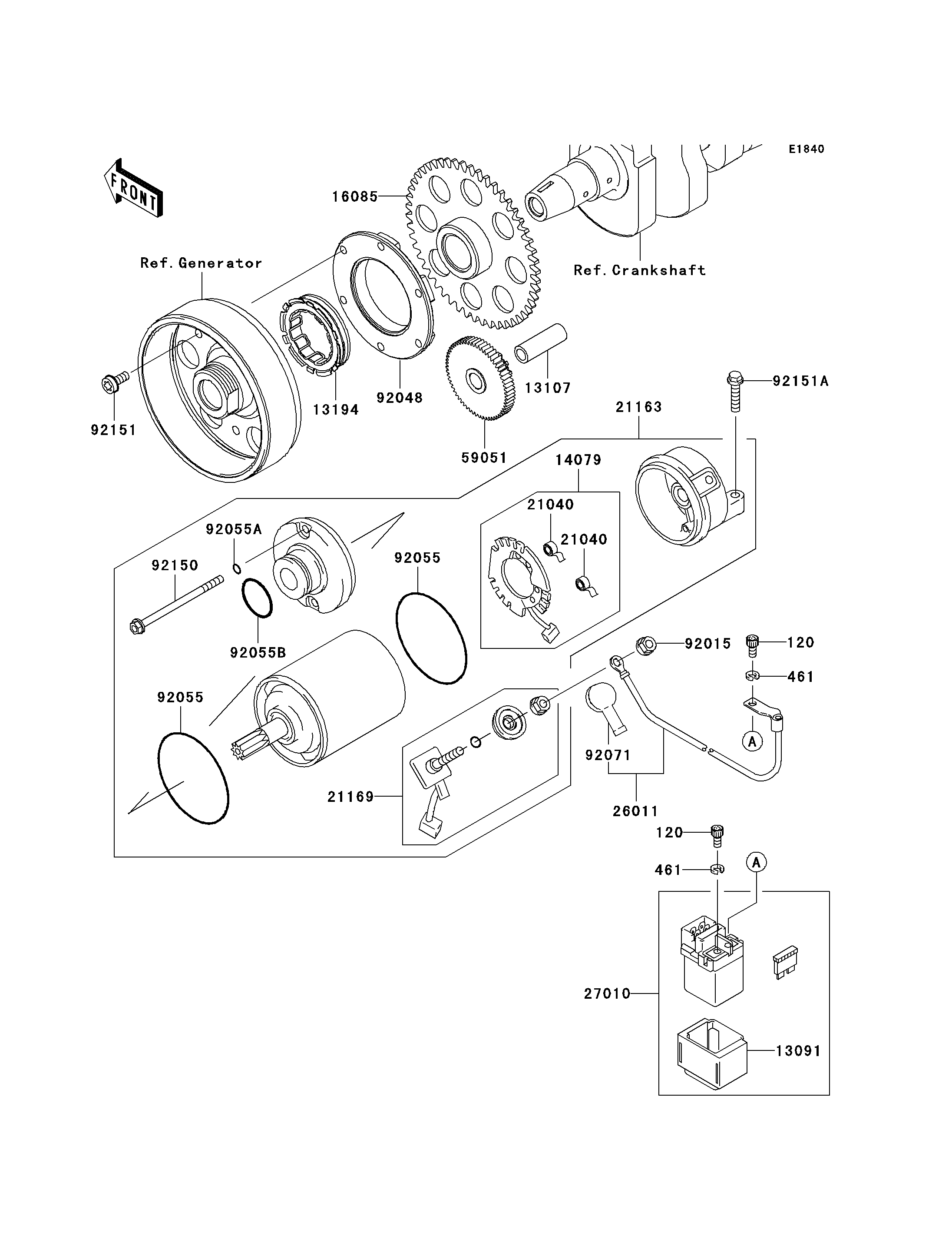 DEMARREUR POUR Z750 ZR750 J2H NOIR 2005