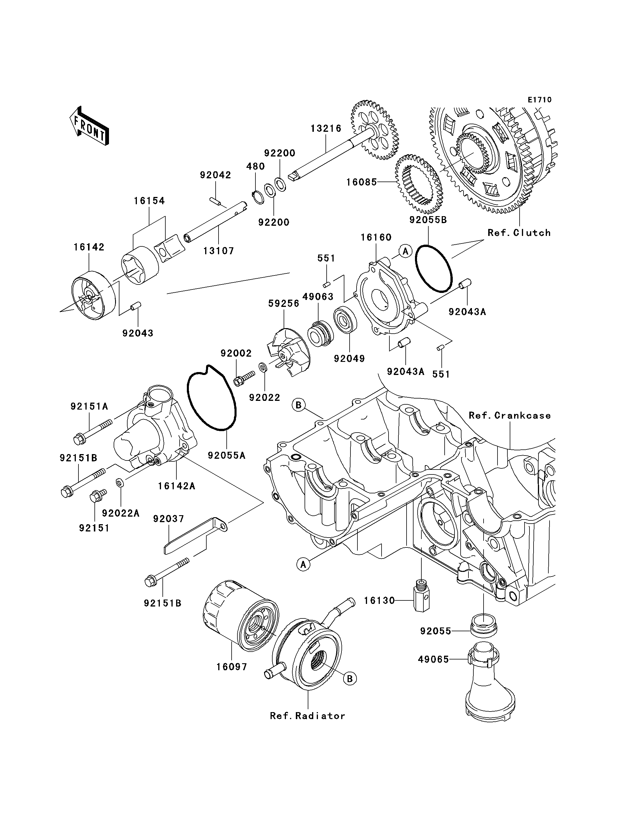 POMPE A HUILE POUR Z1000 ZR1000 A2H ORANGE 2004