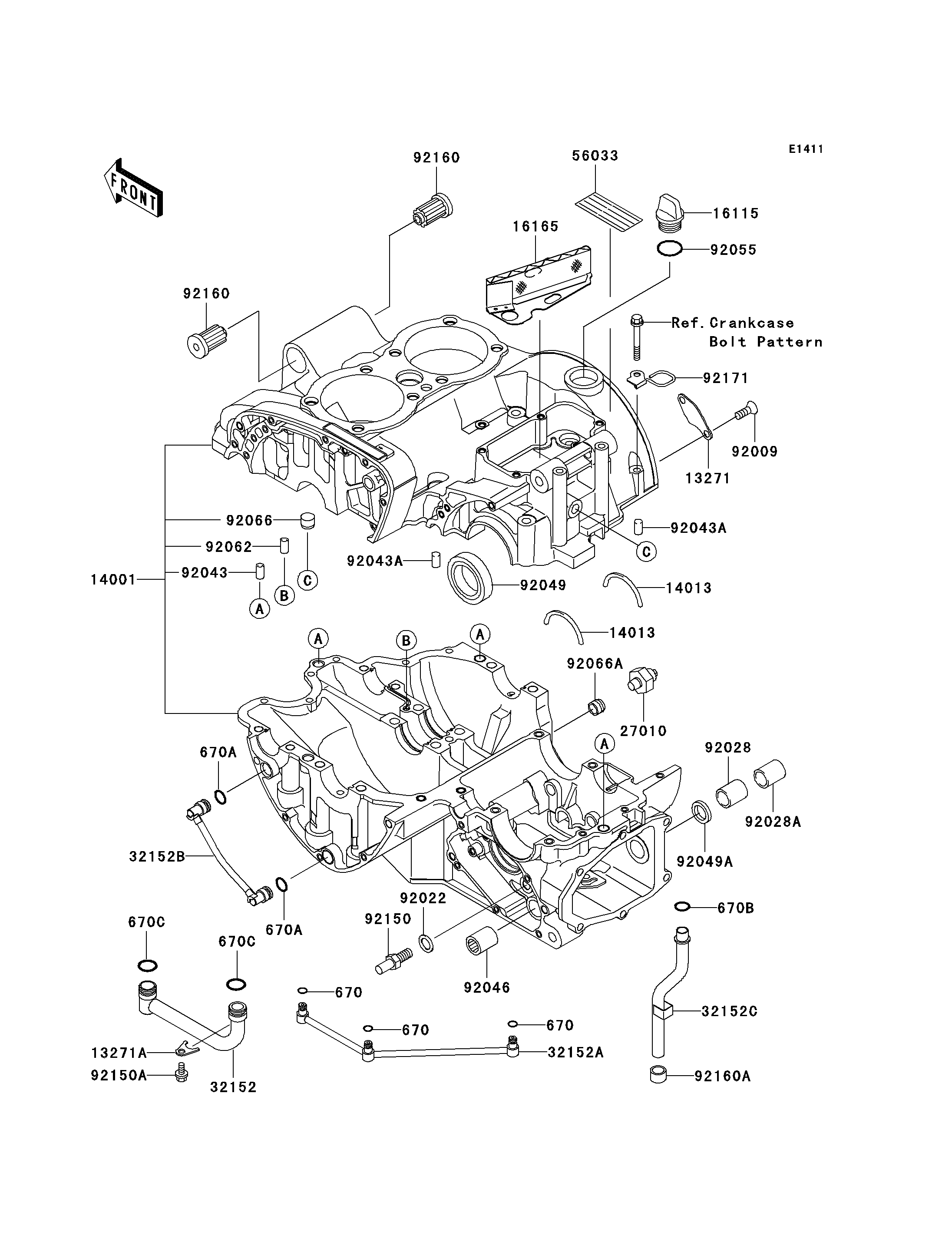 CARTER MOTEUR S POUR W650 EJ650-A1 BLEU 1999 EUROPE