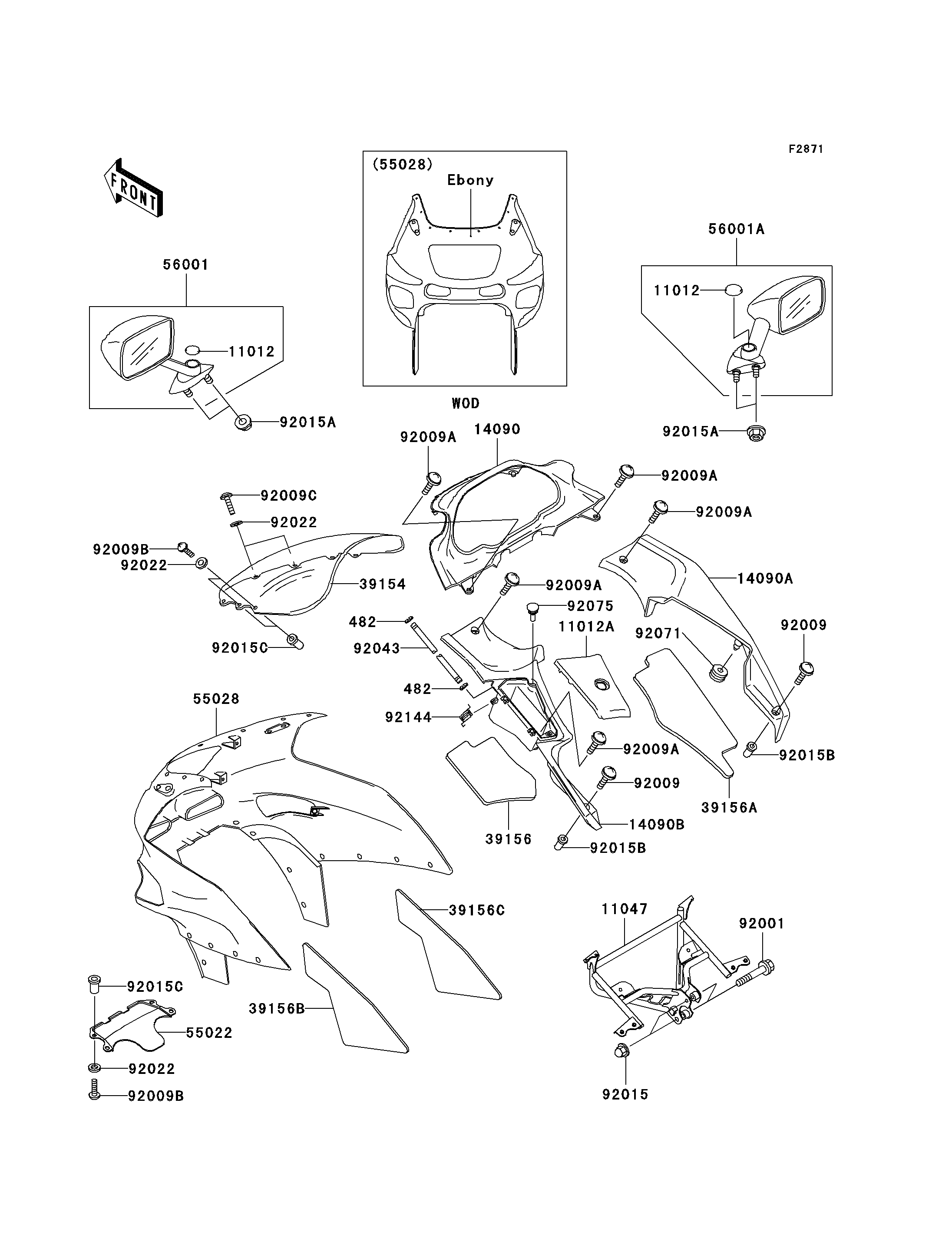 CARENAGE POUR ZZR600 ZX600E6F NOIR 2006