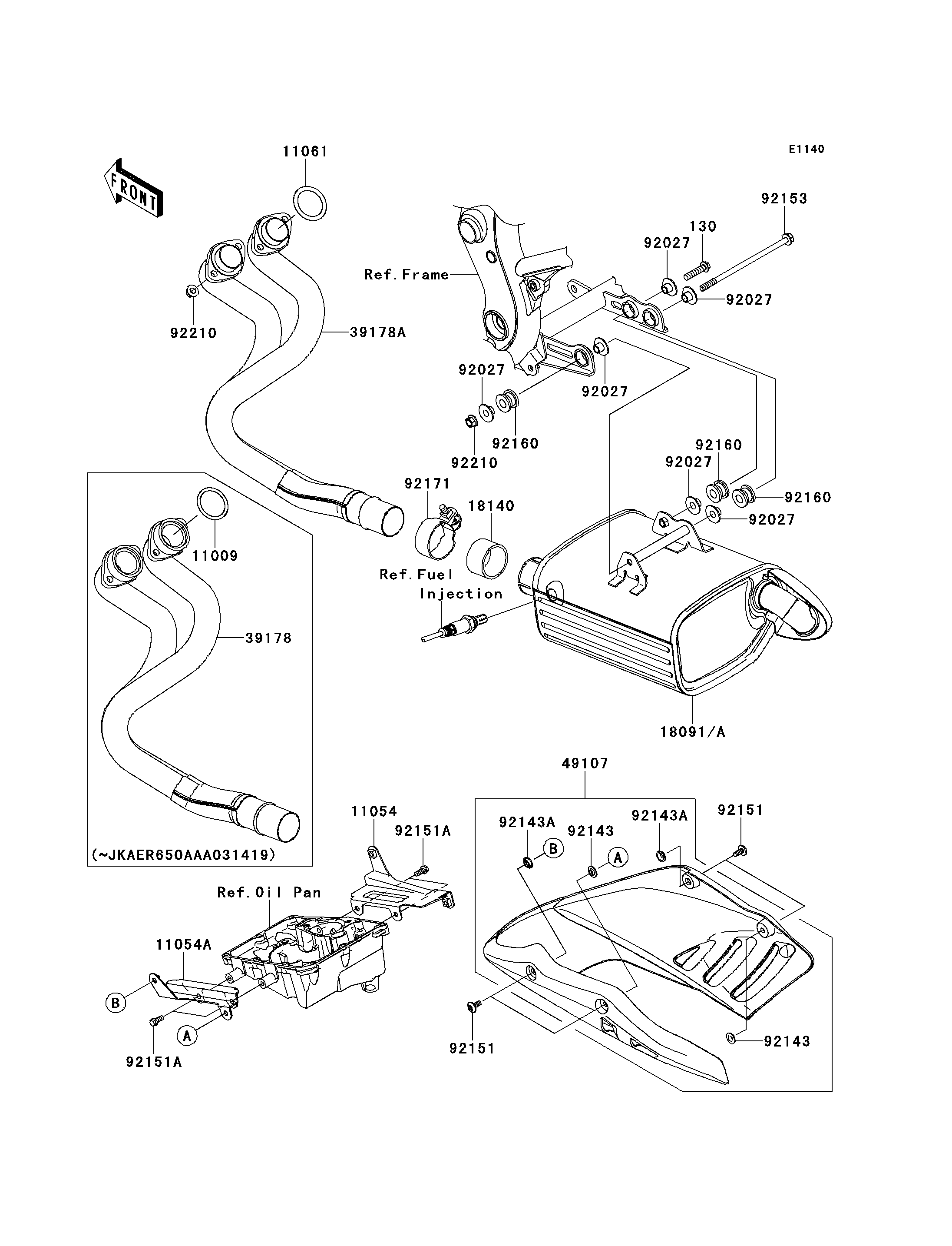 ECHAPPEMENT POUR ER 6N ER650A8F VERT 2008