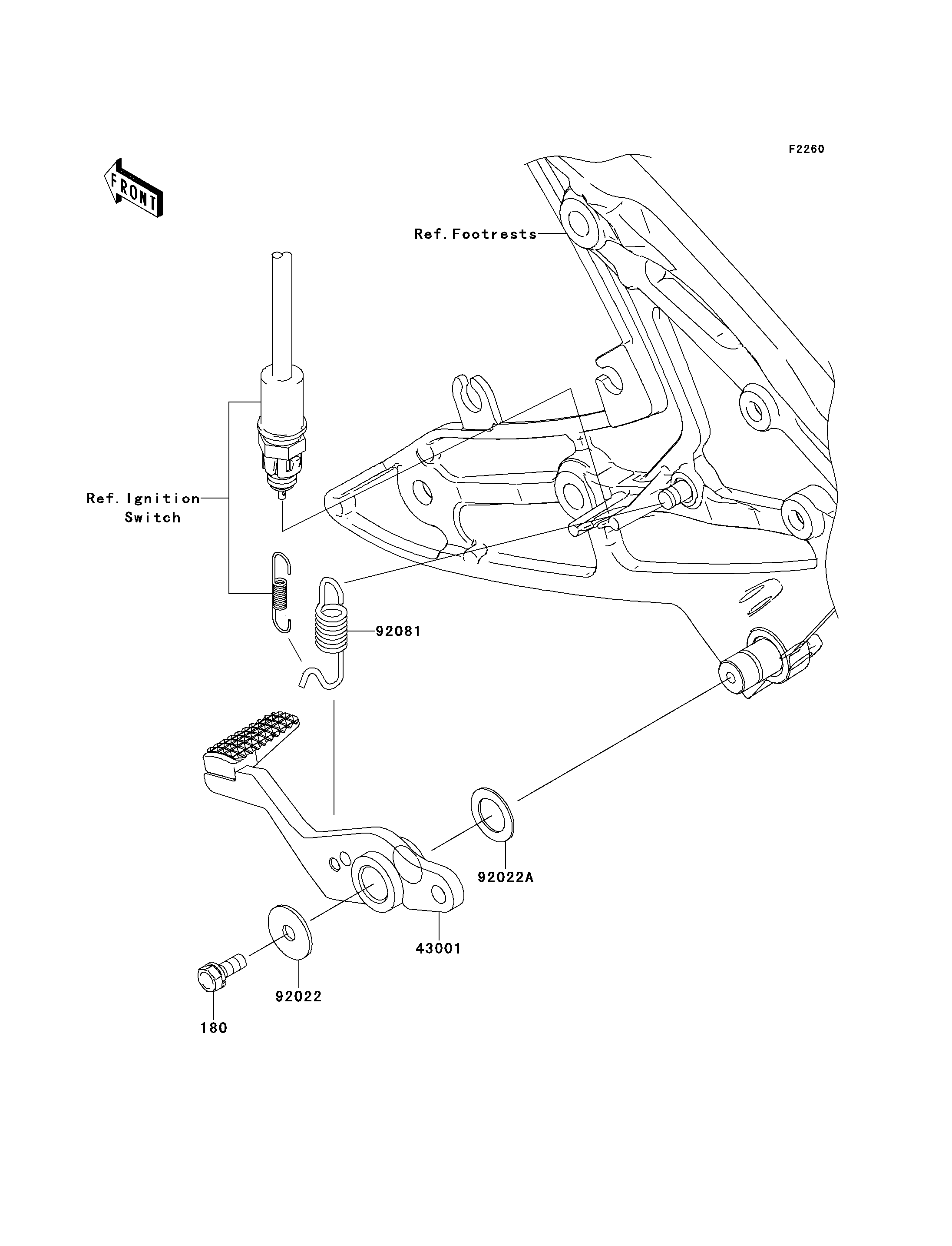 PEDALE DE FREIN POUR ER 6F ABS EX650B6F ARGENT 2006