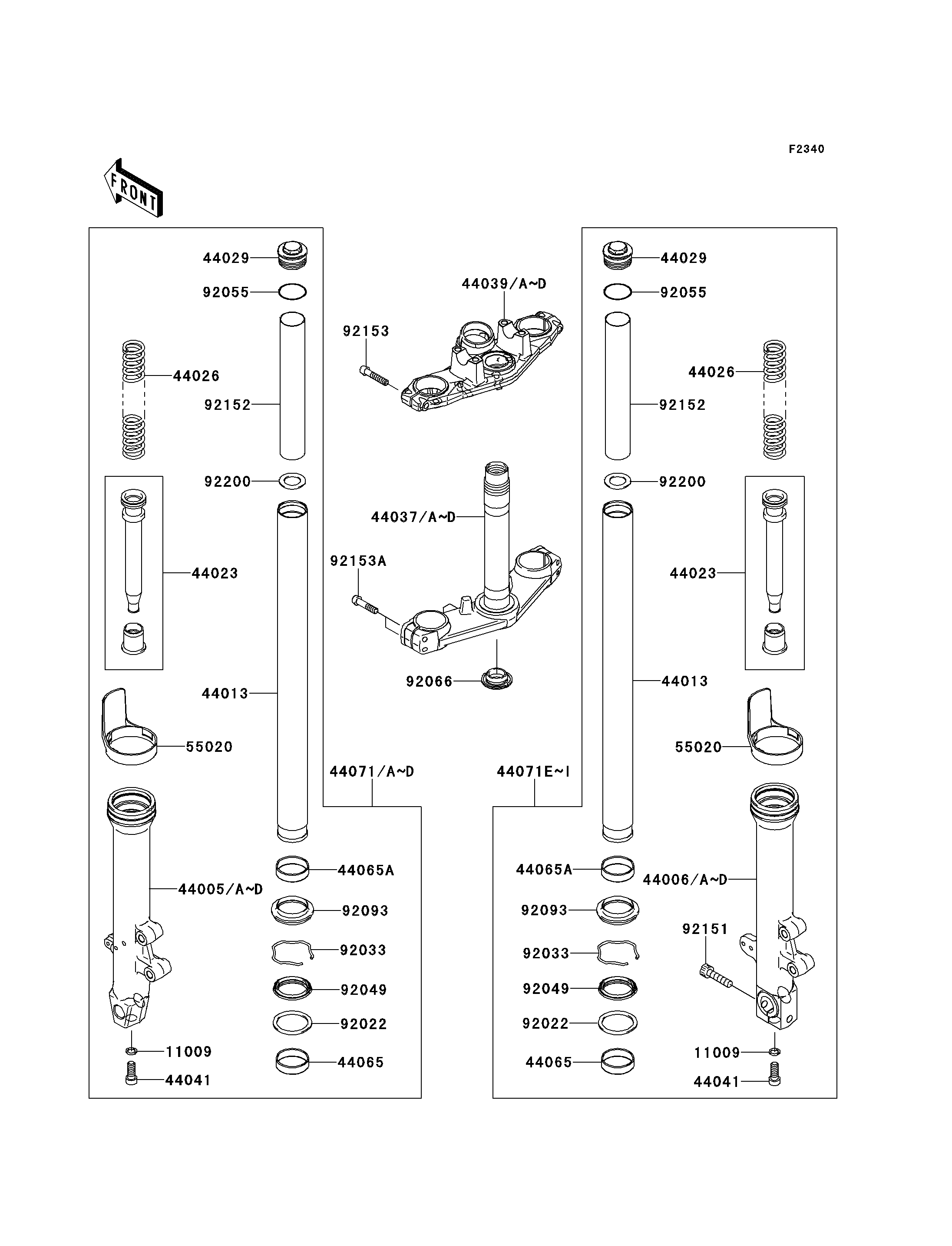 FOURCHE POUR ER-6N ER650A6S ARGENT 2006